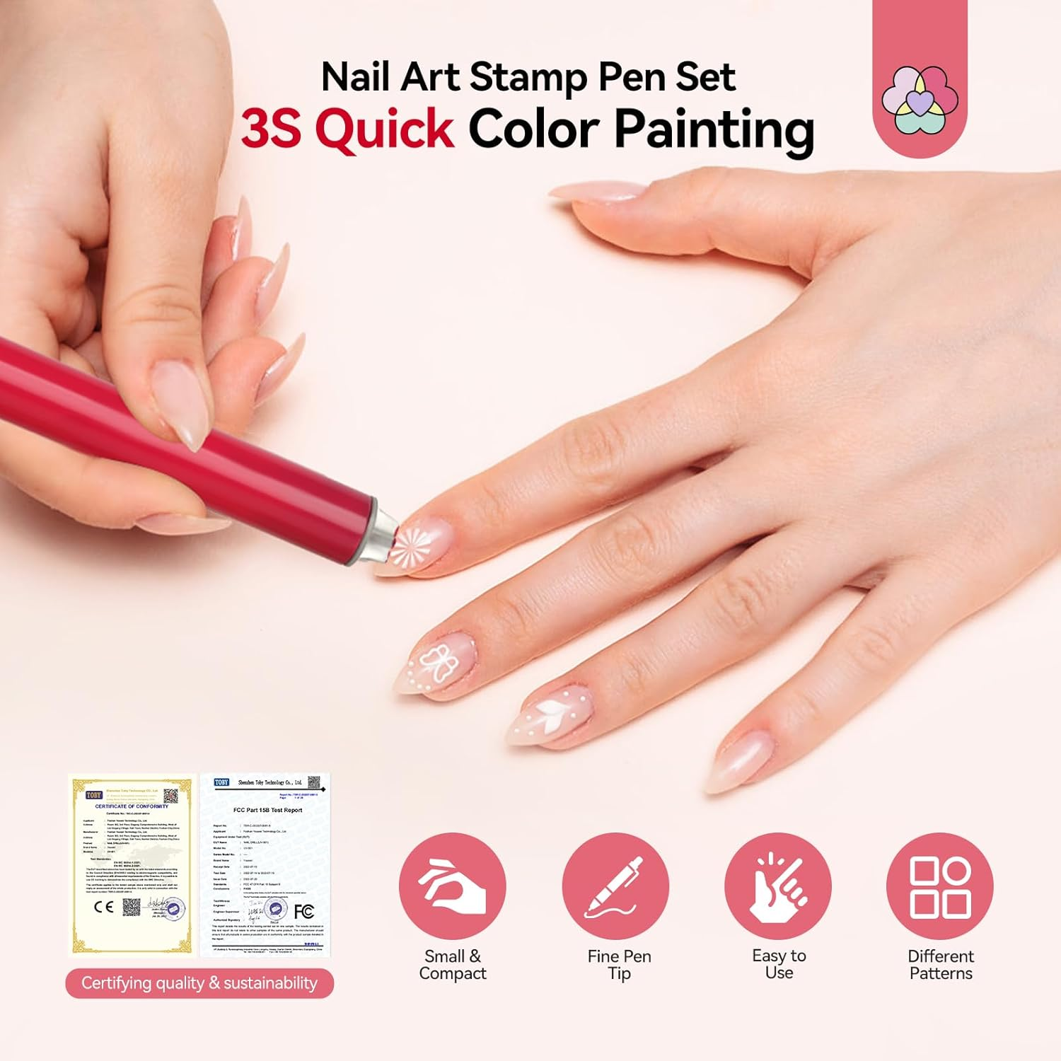 SAVILAND Essentials 3S Instant Nail Art Stamp Pen Set: Quick Precision Nail Stamp Pen with 6 PCS Different Pattern Flower Nails Art Stamp Pen for Nails Painting Gel Nails Nail Polish Beginner DIY Salon Manicures image number 6