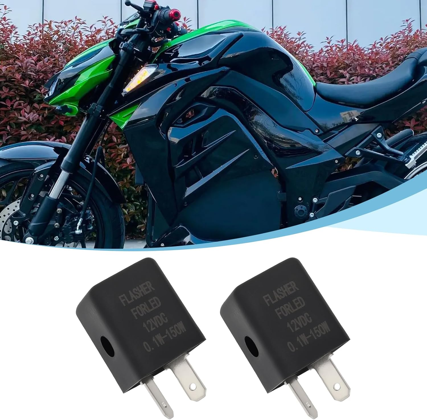 Emsea 2Pcs 12V Flasher Relay 2 Pin Motorcycle Flasher Relay Led Indicator Relay Audible Beeping Turn Signal Relay for Motorcycle, 0.1-150W Load Capacity image number 1