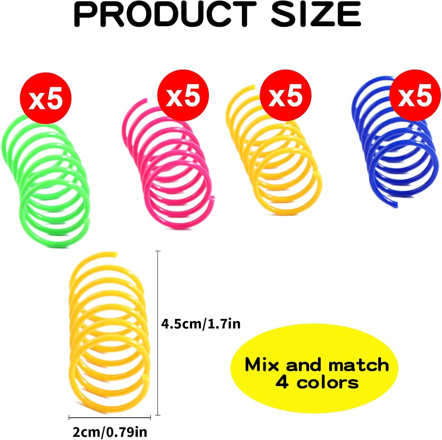 Pack of 20 Cat Toy Spirals, Cat Toys, Novelty Spring Spiral Toy, Cat Toy Spirals, Colourful Foldable Plastic Toy Cats Pet, Colourful Cats Toy Spiral Feathers, for Pets to Play image number 5