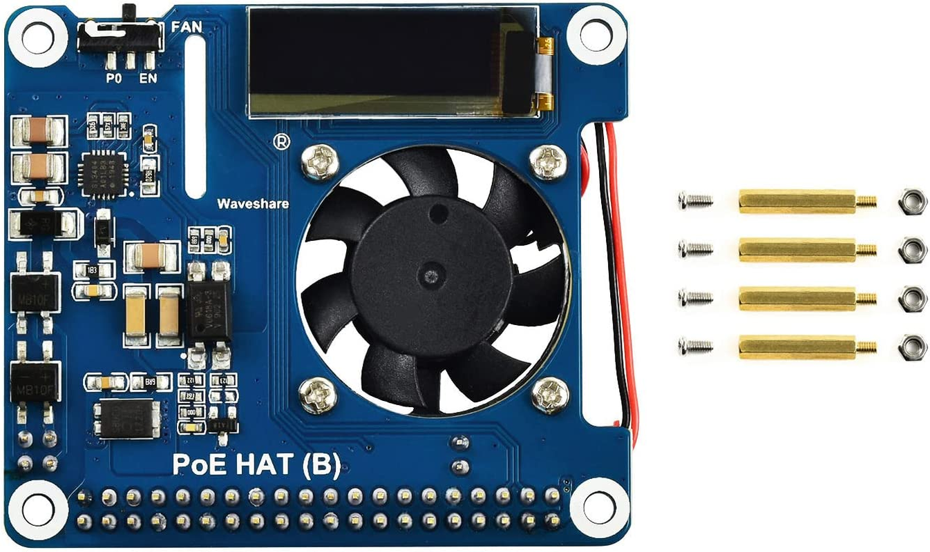 Waveshare POE Hat,Power over Ethernet HAT (Type B) for Raspberry Pi 3B+/4B 802.3Af-Compliant image number 2