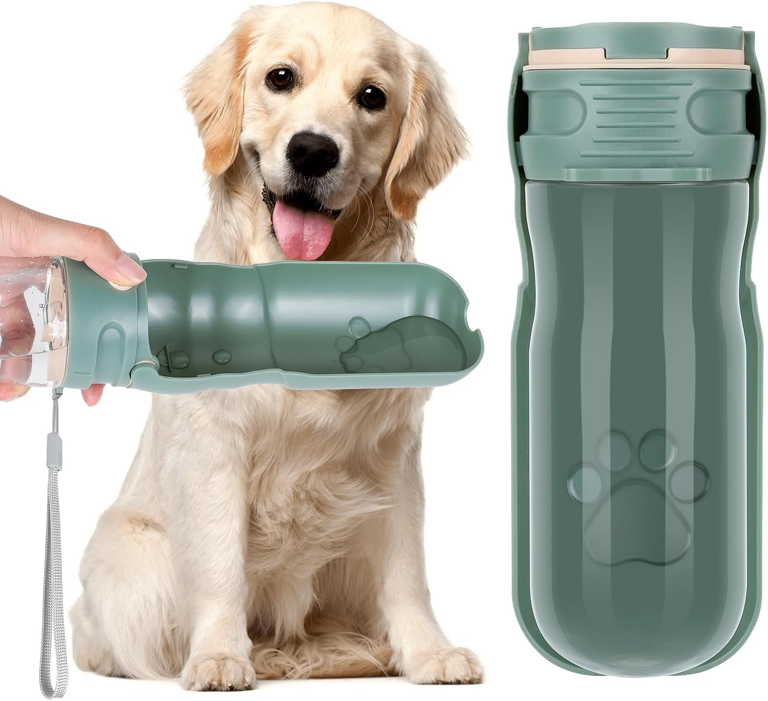 Aiqinu 520 Ml Dog Water Bottle, 180&deg; Foldable Dog Cat Pets Leak-Proof Water Bottle, Portable Dog Water Bottle for Small Pet for Hiking Travel image number 2