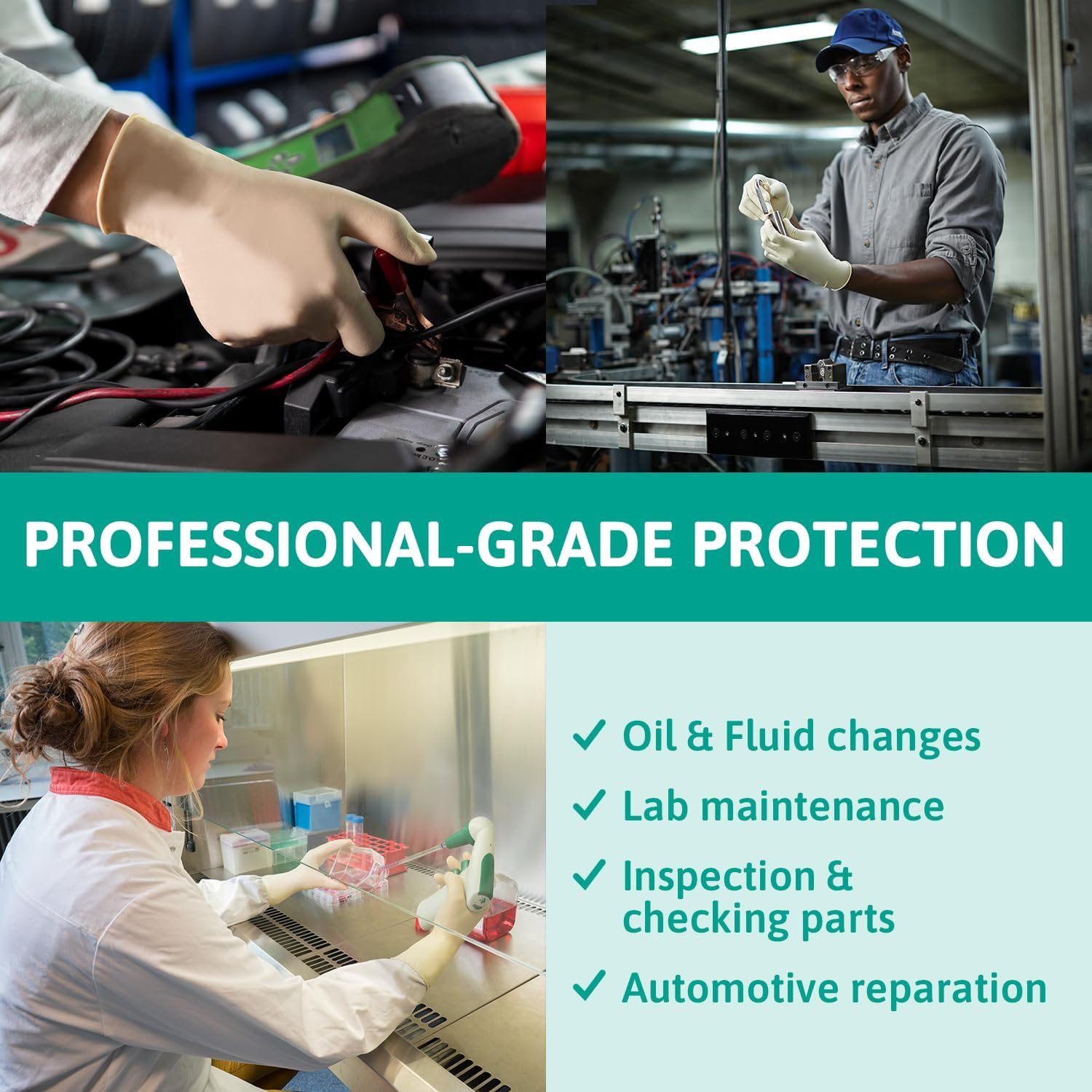 Ansell Touchntuff 69-210, Disposable Gloves with Textured Fingertips, Industrial Safe Latex Gloves, Powder Free Certified Food Gloves, Multipurpose Work Gloves, White Latex Gloves Medium, 100 Gloves image number 5