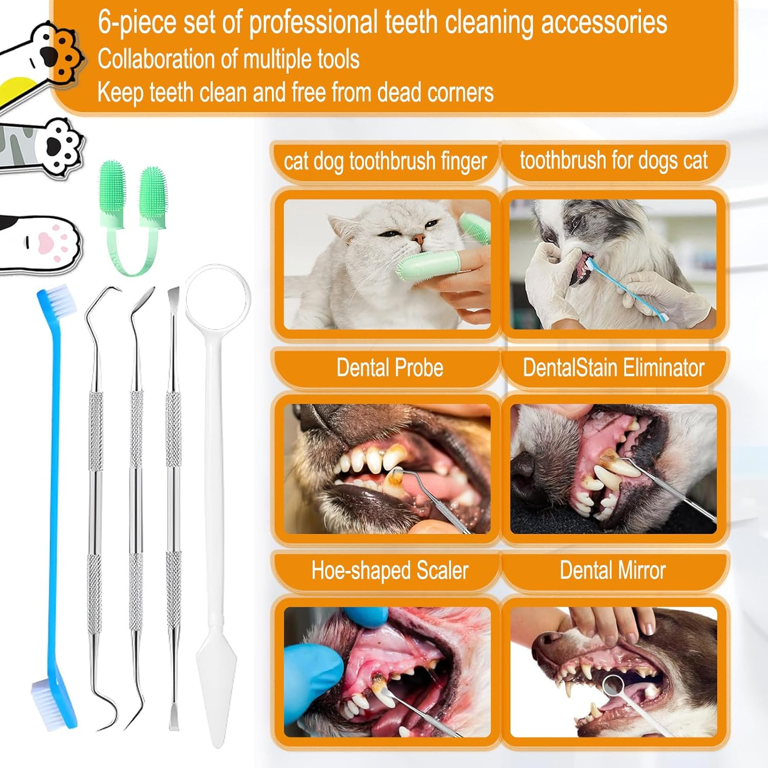 Dental Care Cleaner Kit for Dogs Cats,Cat Dog Electric Tooth Brush Teeth Cleaning,Plaque Remover Reduces Plaque & Tartar Buildup,Ultrasonic Plaque Off,Gentle and Comfortable for Pet Teeth Oral Care