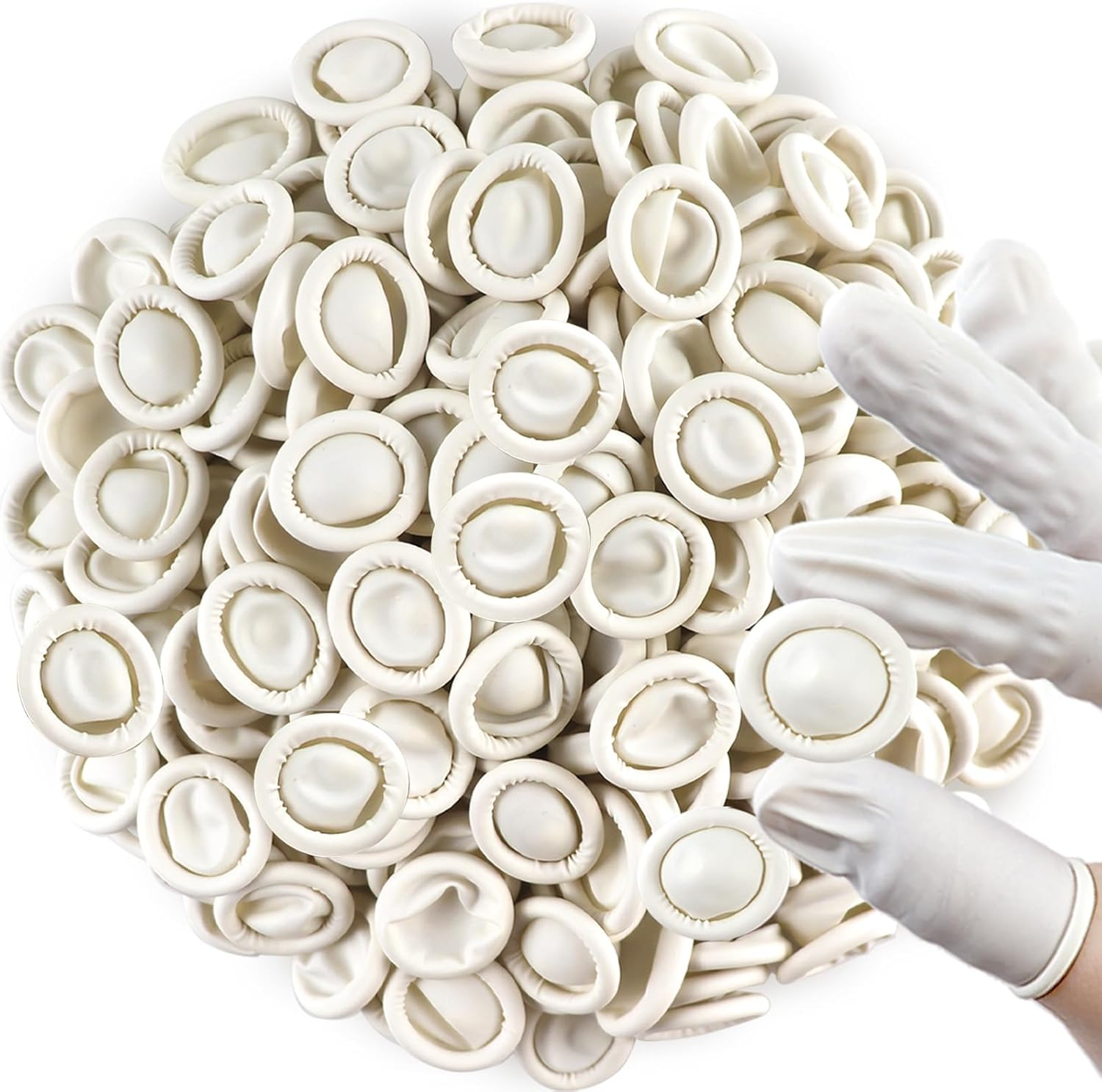 (Approx 300 Pcs) Finger Covers,Latex Finger Covers Disposable Gloves,Thumb and Fingertip Protector Finger Glove,Suitable for Cleaning Beauty Electronic Component Repair Handmade Oroduction(Whiter) image number 3