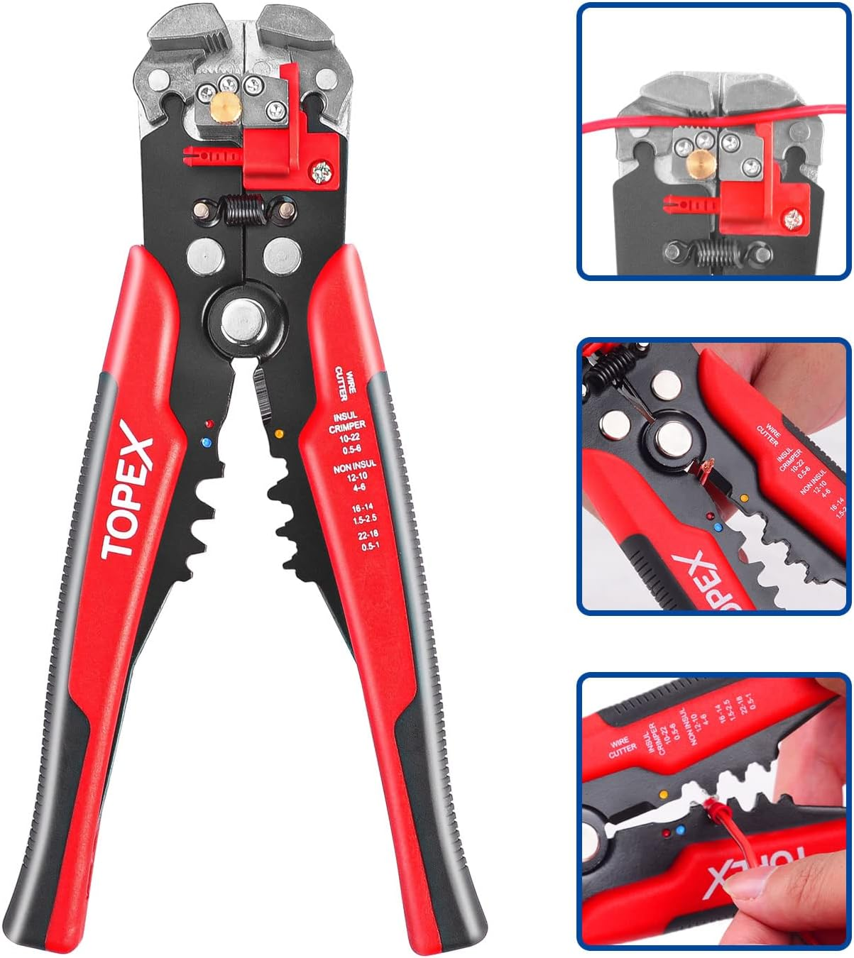 TOPEX 260-Piece Wire Stripper Self-Adjustable Crimper Plier Set Terminals Wire Cutter Connectors Tool image number 6