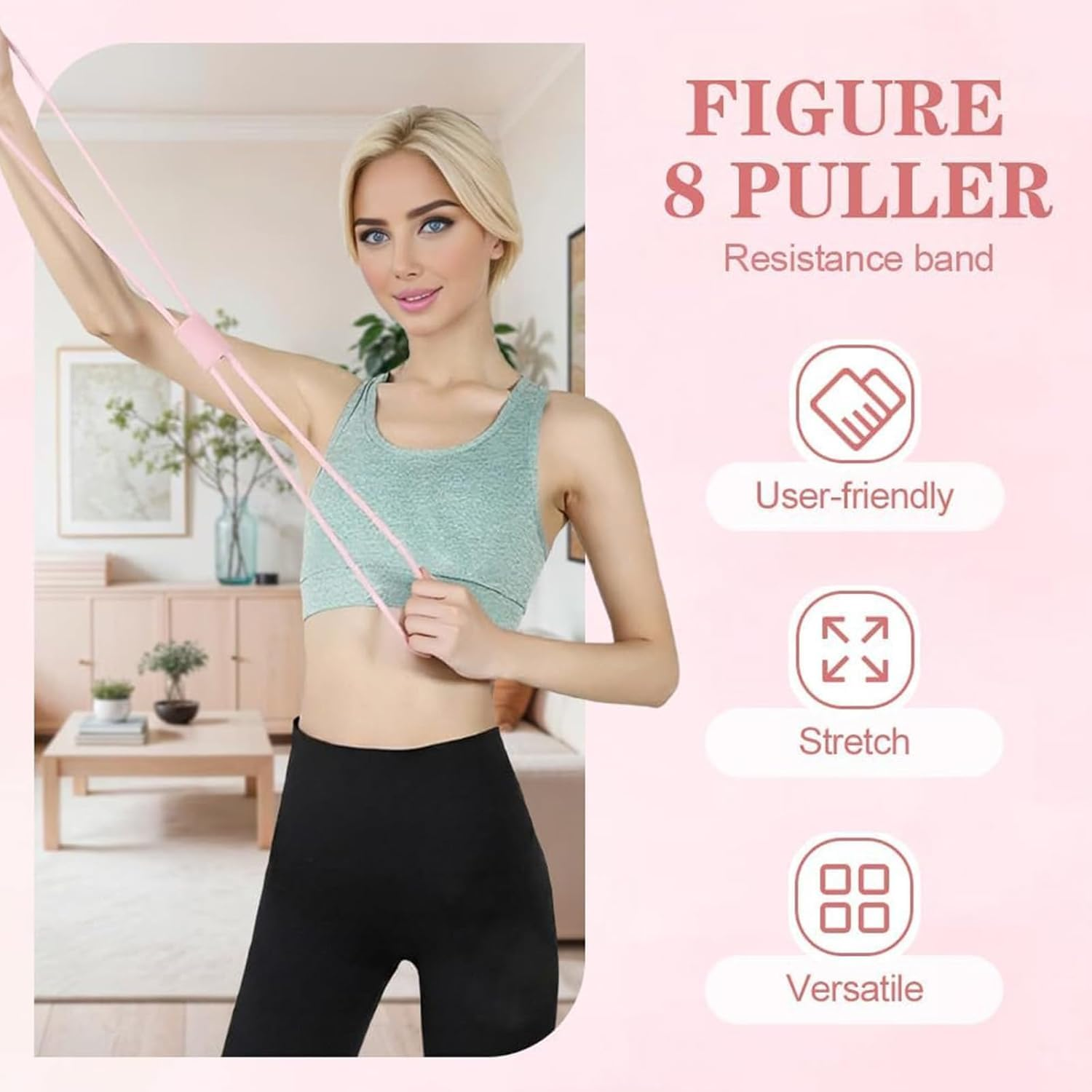 Figure 8 Resistance Band with Handle, 3Pcs Yoga Gym Fitness Pulling Ropes, Elastic Chest Expander with Non-Slip Grip, 8 Shaped Resistance Bands for Arms or Shoulders