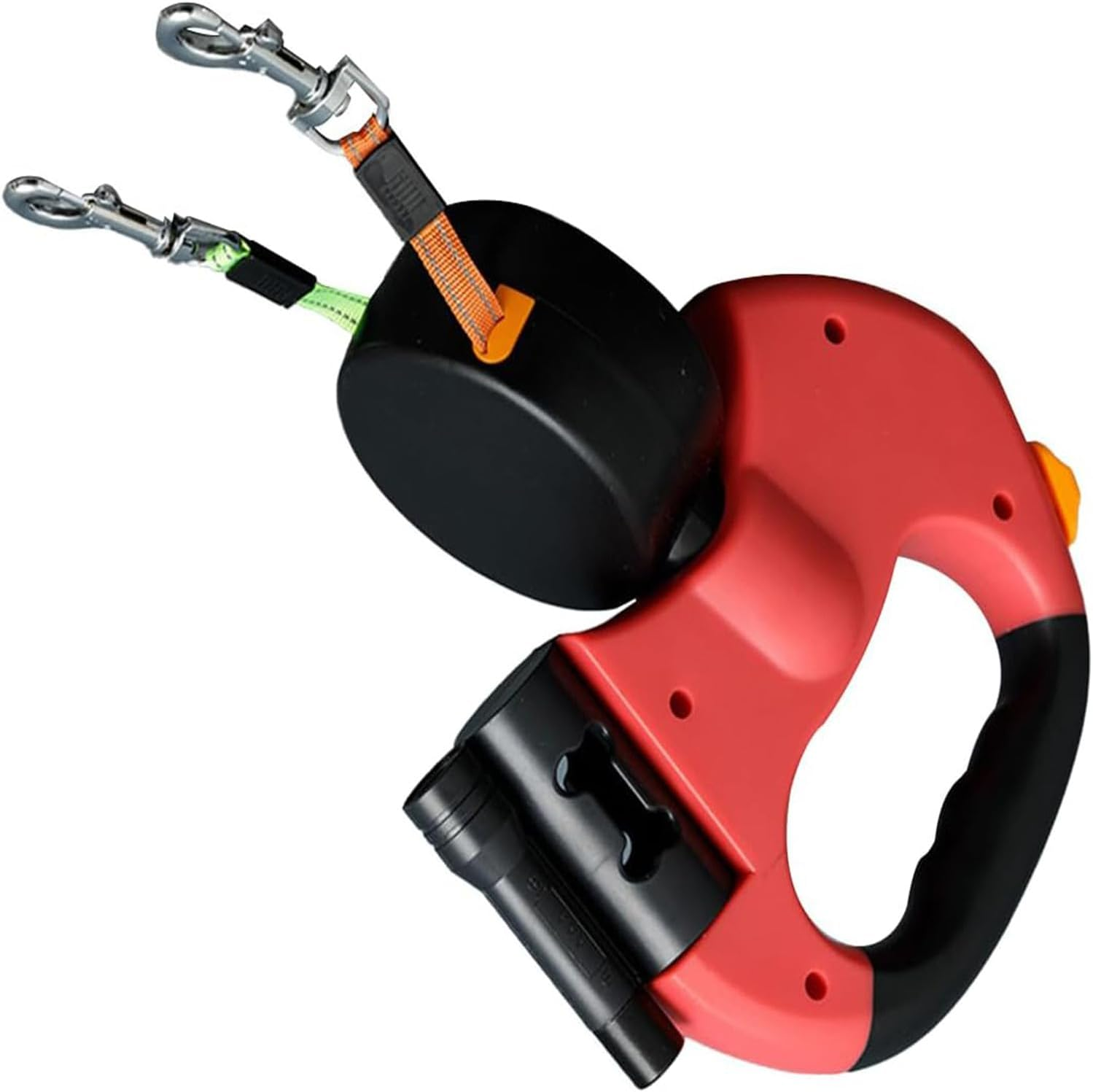 Dual Retractable Dog Leash for Small Dogs-Dog Walking Belt for Running Hiking Training with 360 Tangle-Free,Double Dog Leash with Reflective Nylon Ribbon for Pomeranian,Teddy (Red) image number 3