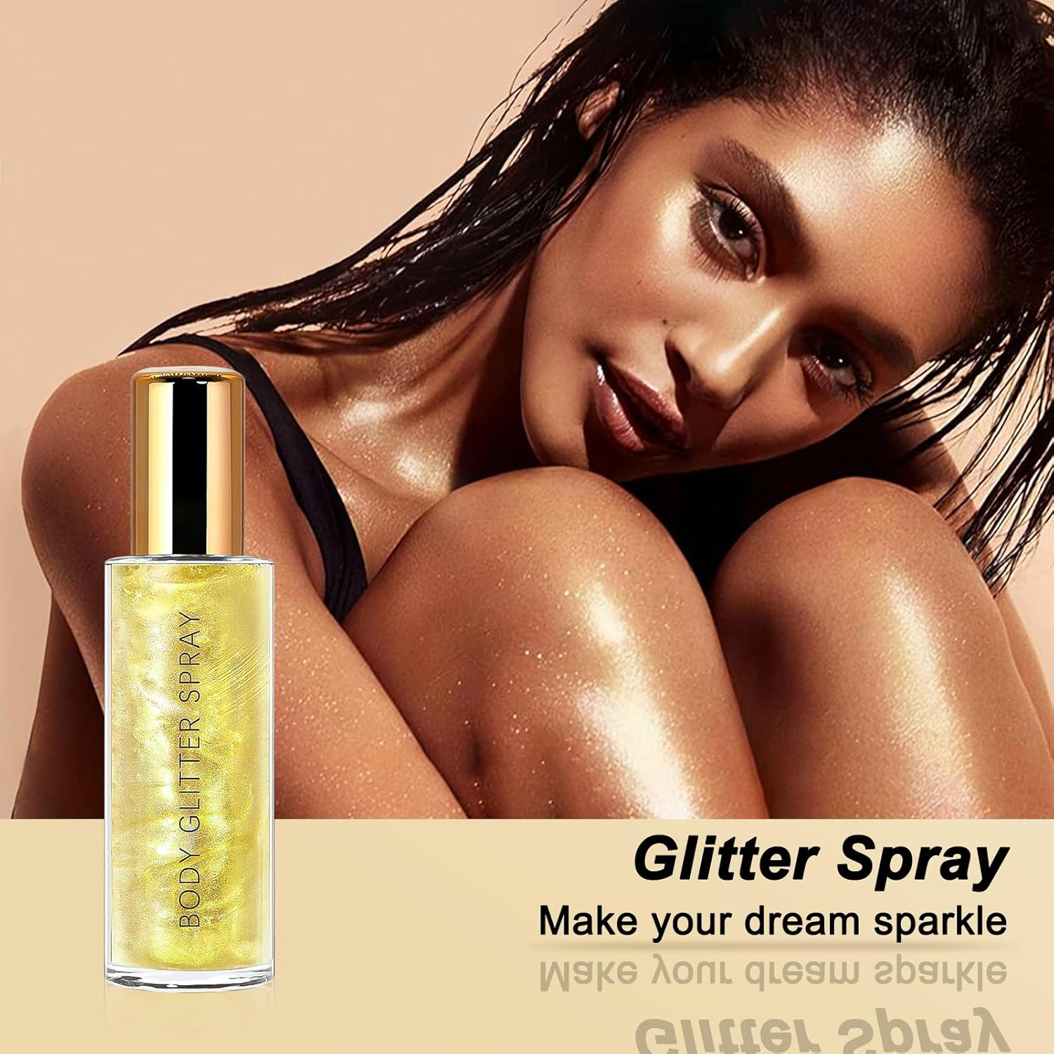 Body Glitter Spray,Quick Dry Face Glitter Gel,Body Shimmer Painted Stage Makeup Highlight for Face Neck and Shoulder Body Glitter image number 2