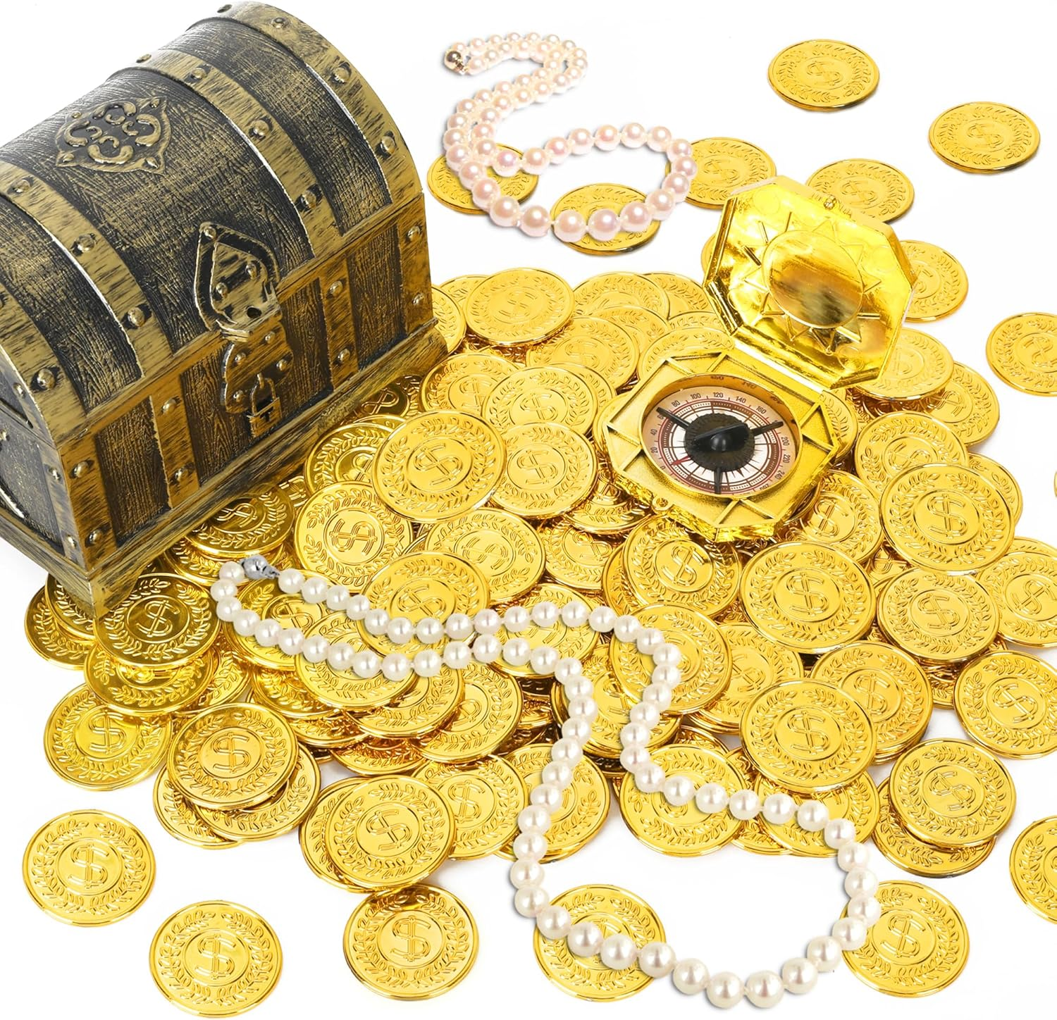 200 PCS Plastic Gold Coins, Metallic Coins image number 5