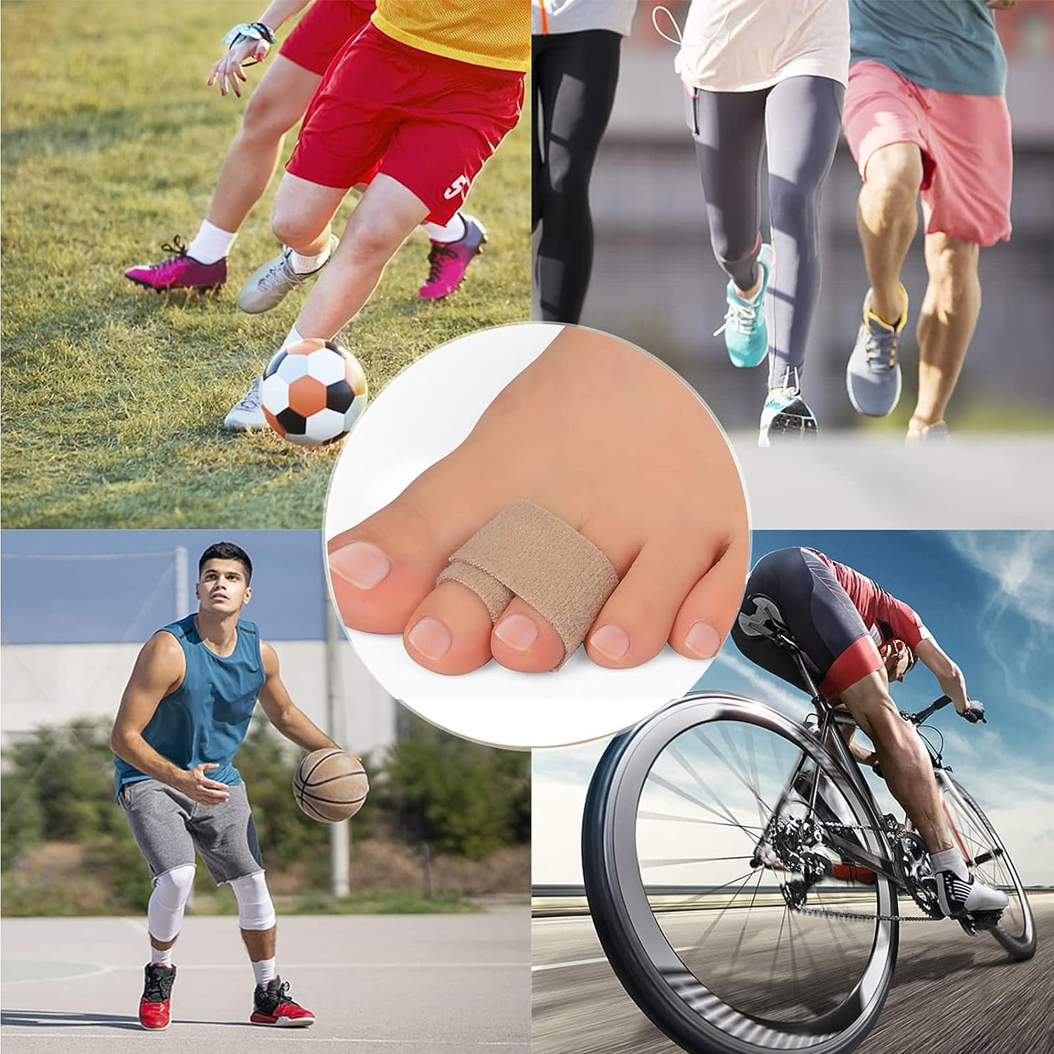 Hammer Toe Straightener, 10Pcs Toe Cushioned Bandages, Toe Finger Buddy Bands,Toe Straightener Toe Protector Wraps Toe Splints Bent Toes Corrector Toe Separators,Broken Toe Splint Wraps Finger Loops image number 3