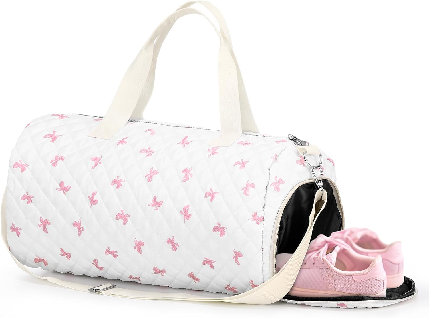 Dansydaisy Quilted Duffle Bag for Women Cotton Dance Bag with Adjustable Carry Strap and Handy Pouch Floral Backpack for Dancers, Colorful, 18.9 X 9.45 X 8.66 Inches / 48 X 24 X 22 Cm, Colorful Floral image number 4