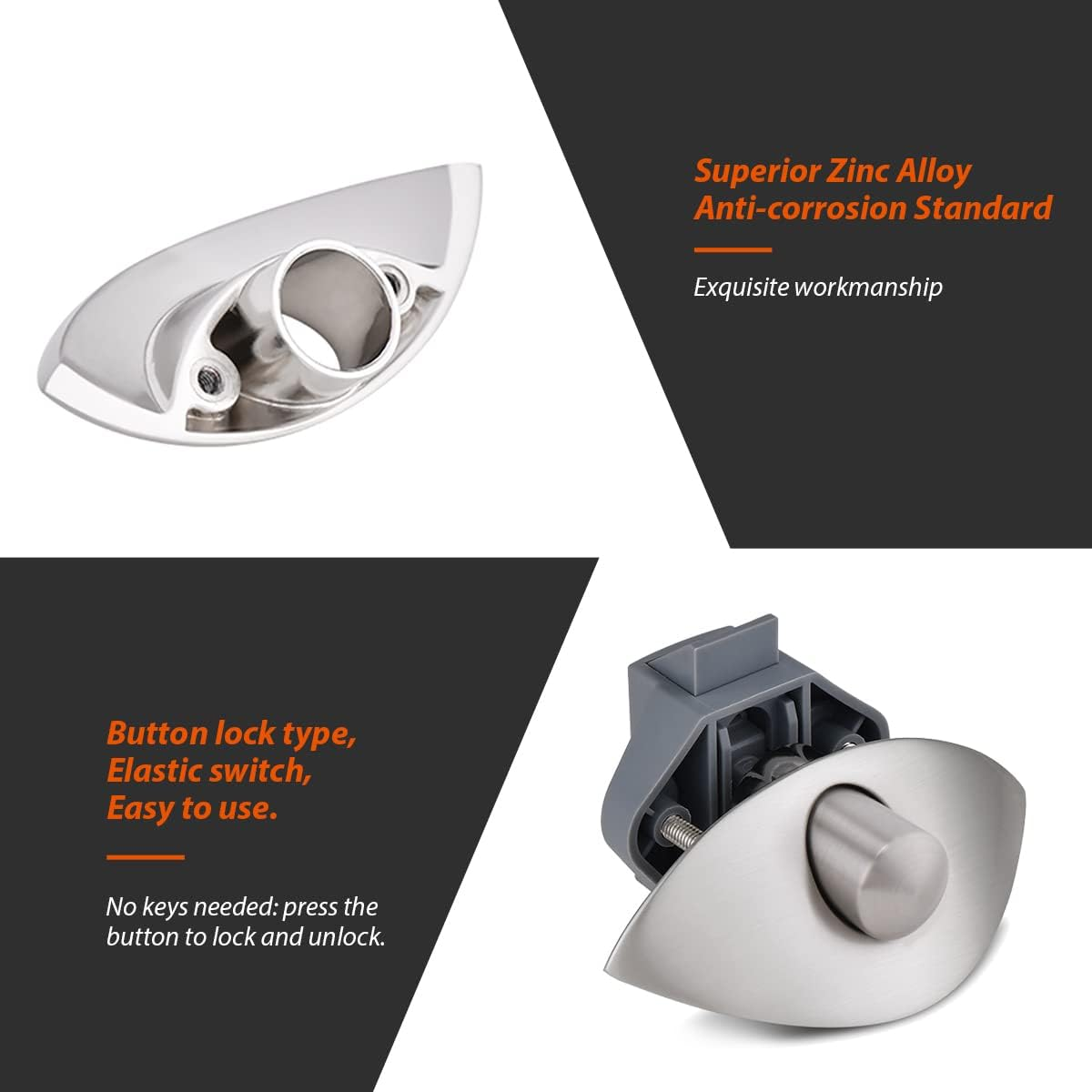 Dream Lighting 2PCS Zinc Alloy Half Moon Handle Push Lock Latch Knob for Motor Home Boat Caravan RV Cupboard Drawer Camper Kitchen Cabinet Door Hardware Accessories