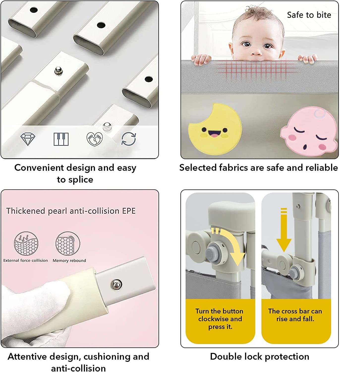 KIDBOT 3Pcs Baby Bed Rail Guard Queen Size Kid Bed Rail for Toddler Child Cot Fence Barrier Adjustable Baby Fall Protection Mesh Fabric Double Lock，2X 200CM & 1X 150CM image number 3