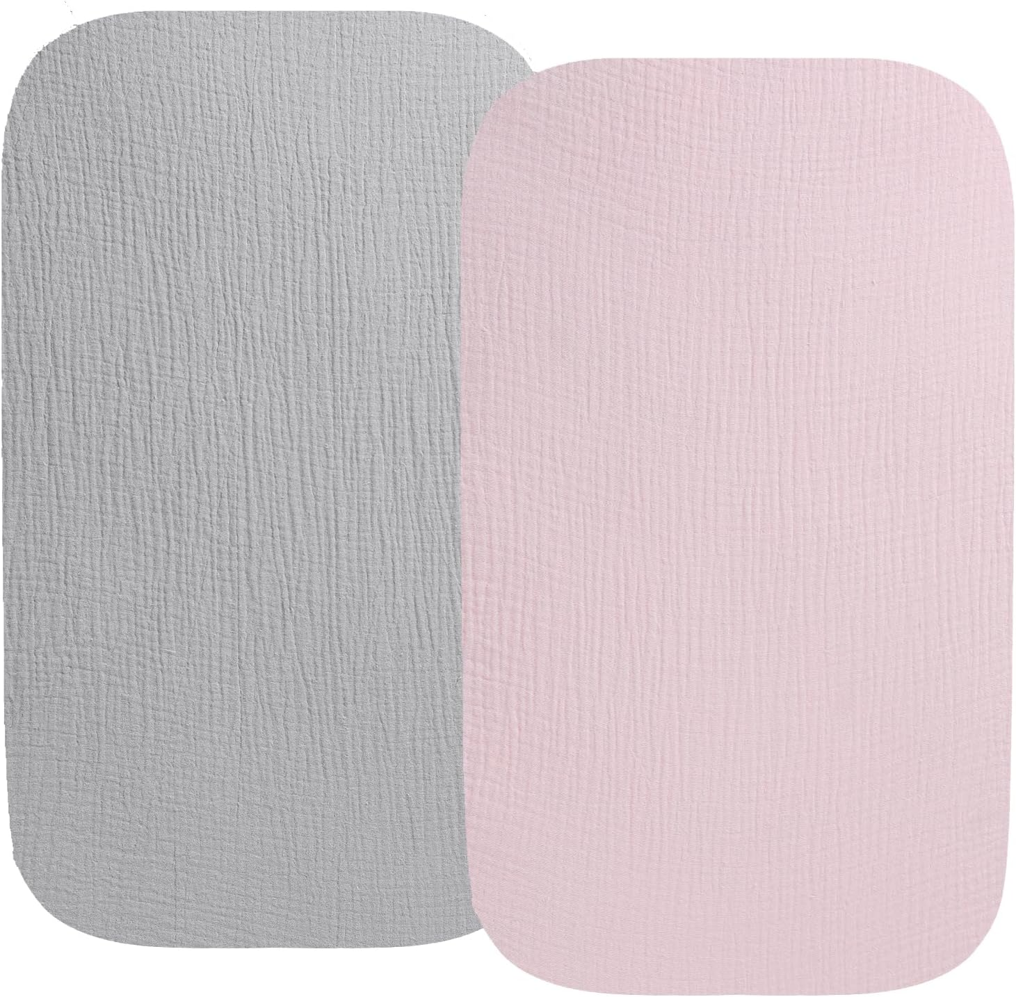 Fadacudan Muslin Bassinet Sheet Compatible with Uppababy Bassinet, 2 Pack Cotton Stylish Boho Fitted Bassinet Sheets Super Soft for Baby Roman Green & Botanical Leaf