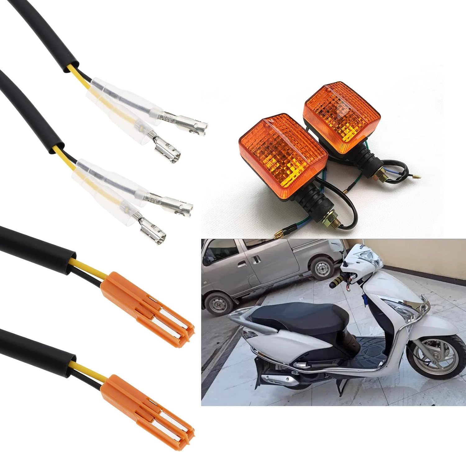 SING F LTD 4X Turn Signal Wiring Adapter Compatible with Honda Plug Adapter Motorcycle Turn Signal Adapter Cable Approx. 22.5Cm/8.86Inch
