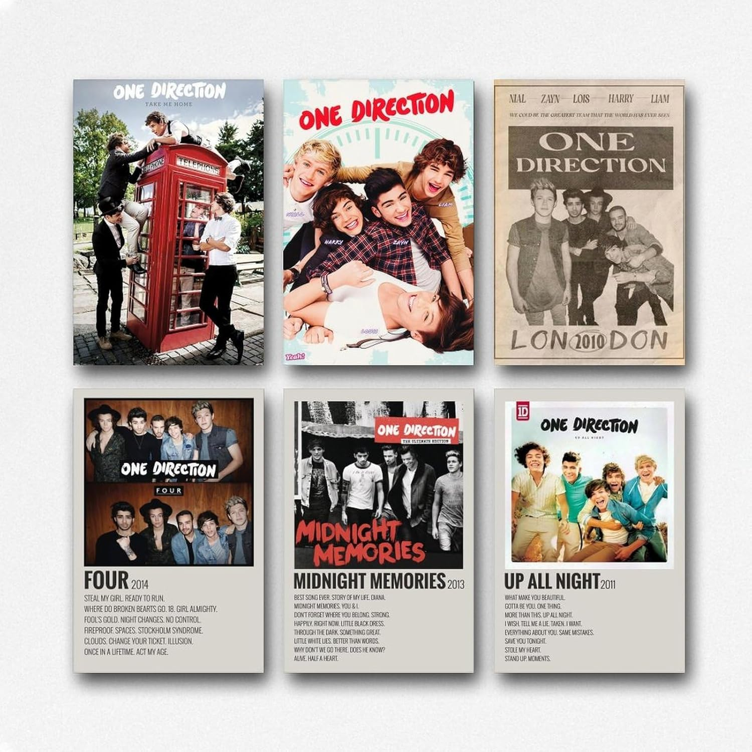 One Poster Direction Music Vintage Cover Poster a Set of 6 Canvas Posters Room Aesthetic Festival Family Bedroom Decor Wall Art Home08X12Inch(20X30Cm) Style image number 2