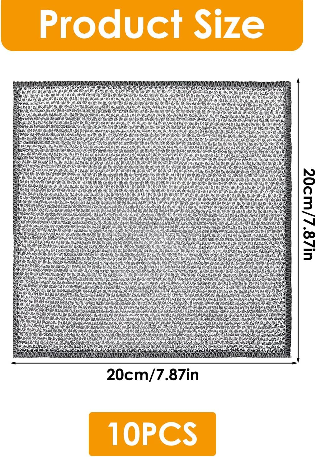 10 Pcs Multipurpose Wire Miracle Cleaning Cloths, Non-Scratch Wire Sponge Cloth Dishwashing Rag for Wet and Dry Use, Silver Dishcloth Double Layer Reusable for Metal Kitchen Pan Pot Dishes image number 4