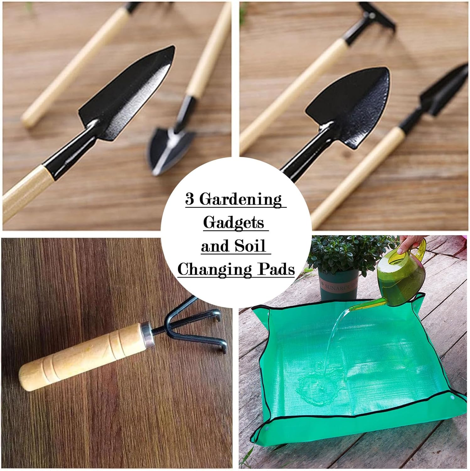 Plant Stand Indoor,3 Tier Plant Stand,Plant Shelf with Repotting Mat and Small Garden Tool,Metal Plant Stand for Outdoor Patio Living Room Bedroom Balcony Garden image number 3