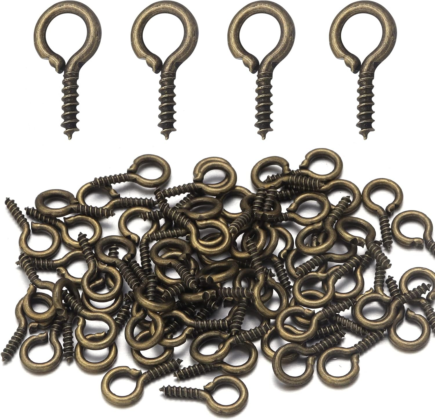 200 Pcs Metal Screw Eye Pins Hooks 7X14Mm Heavy Duty Screw Eye Pins for DIY Jewelry Making Rhodium Plated Eye Bolt Arts & Crafts Project