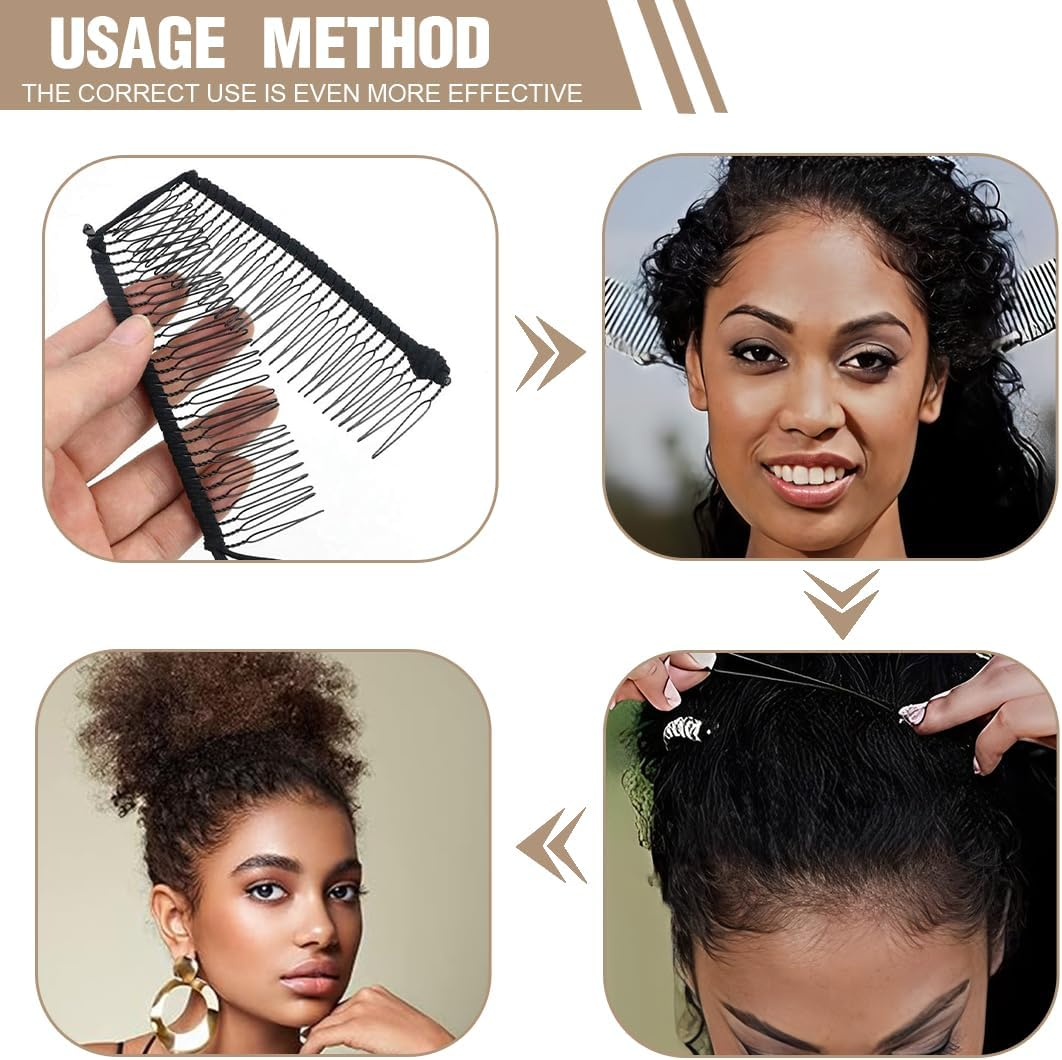 BQRKOTM Banana Clip Double Comb Stretchy Banana Clip Hair 30 Tooth Banana Hair Clips Women for Thick Wavy Kinky Natural Curly Hair (Black) image number 1