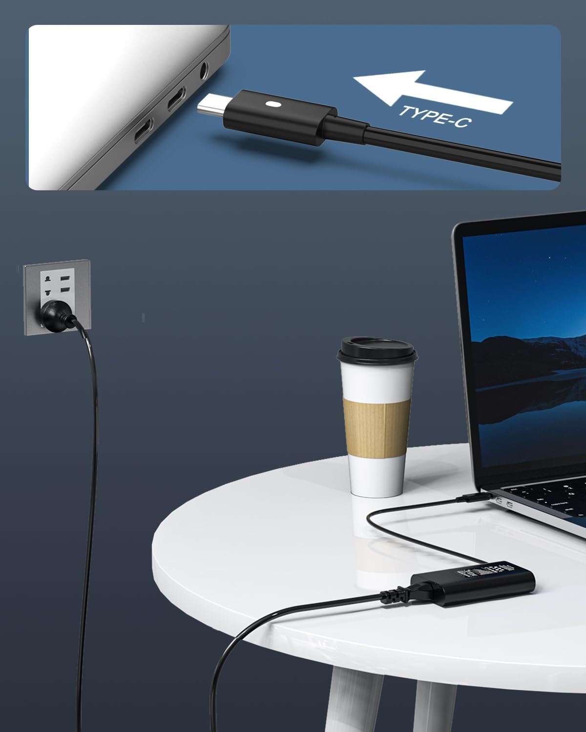 65W Dell USB C Laptop Charger for XPS 13 15 9345 9350 9360 9365 9370 9380 9560 DELL Latitude 5420 5290 5520 7420 7410 7370 7275 7280 7480 7490 Chromebook 3100 3400 5190 AC Adapter Power Cord image number 1