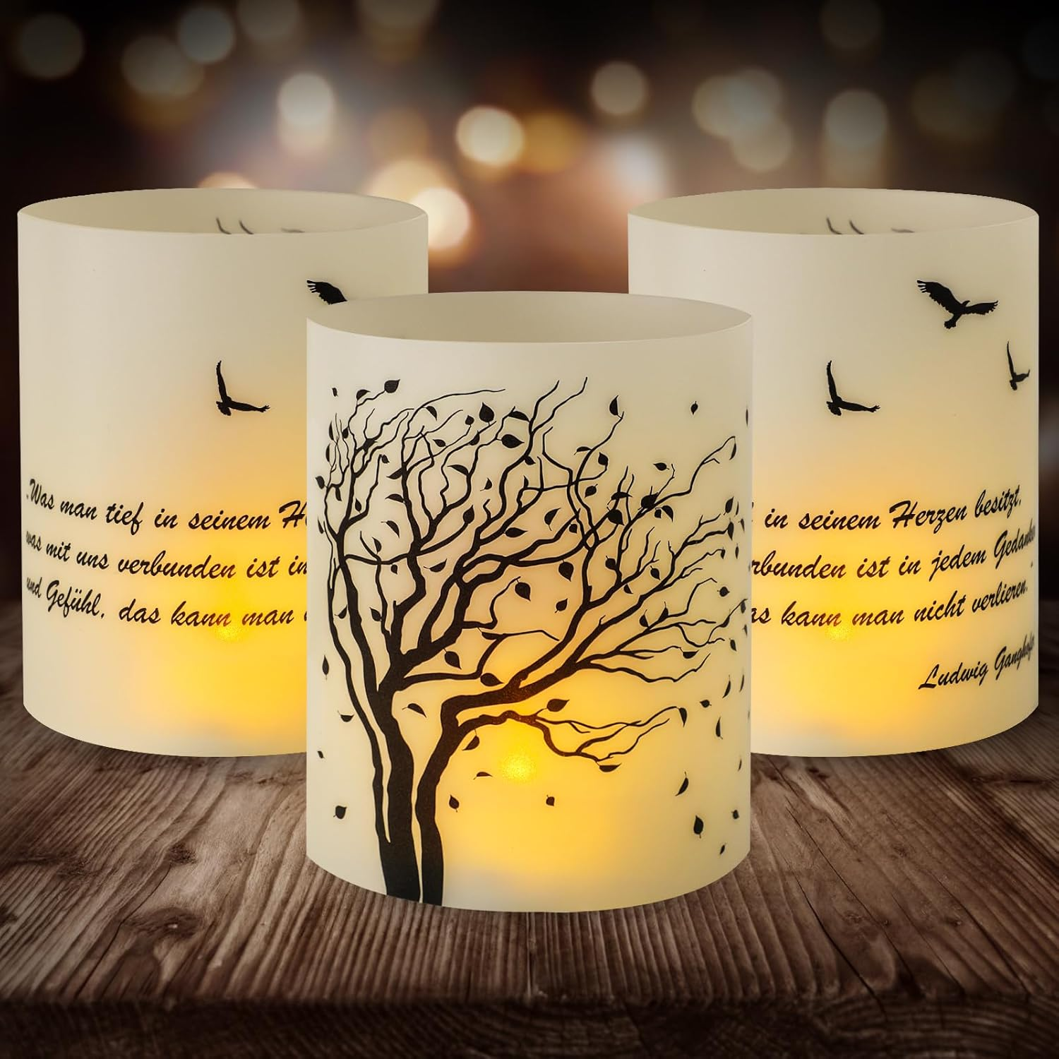 Table Decoration Funeral, Seutgjie Funeral Candles with Saying Black and White Mourning Lantern with Engraving for Tea Lights or Candles image number 2