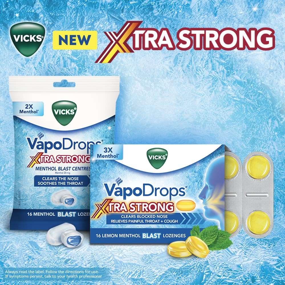 Vicks Vapodrops Xtra Strong Lemon Menthol Blast 16 Lozenges image number 6