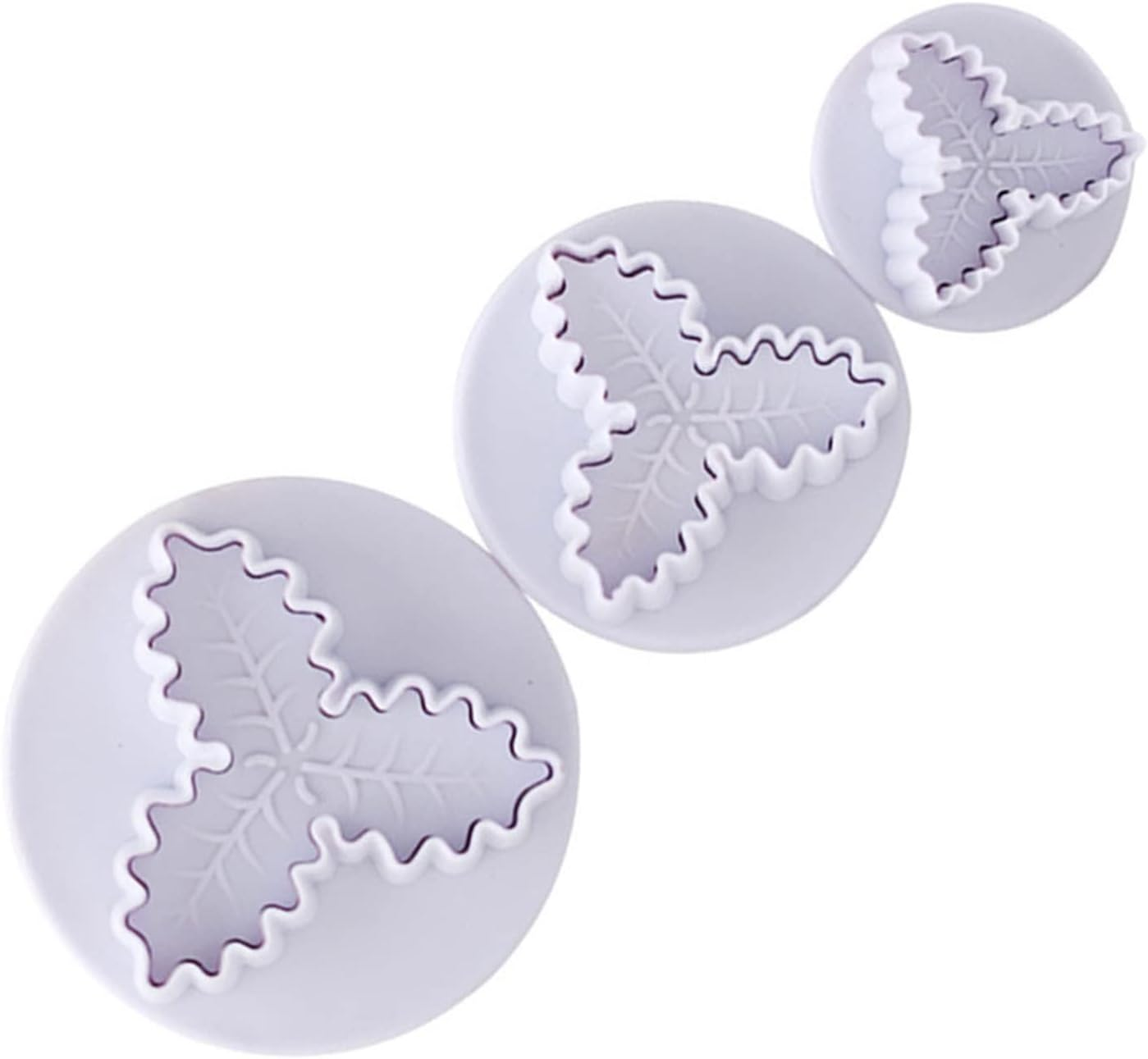 Christmas Holly Leaf Shape Mold Cookie Cutter Kitchen Baking Tools Plunger Stamp Fondant Cake Decorating Zhengpingpai image number 4