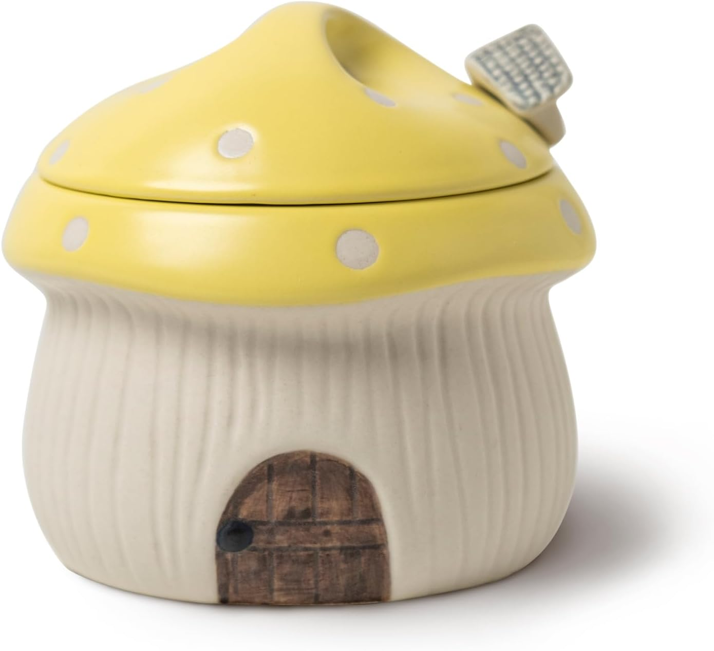RESVUGA Ceramic Sugar Bowl with Lid & Spoon, Cute Mushroom House Design. Porcelain Seasoning Storage Jar, 14 Ounces. (Yellow) - Pink image number 6