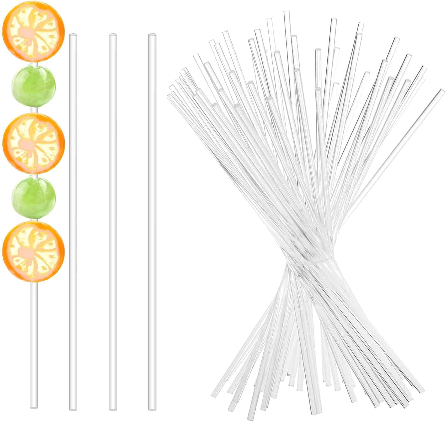 50 Pcs Acrylic Lollipop Sticks 8 Inch Cake Pop Sticks Clear round Stir Rod Reusable Cake Topper Sticks Acrylic Strip for Making Candy Dessert Lollipops Cake Cookie Pop Sticks DIY (3Mm Diameter) image number 1
