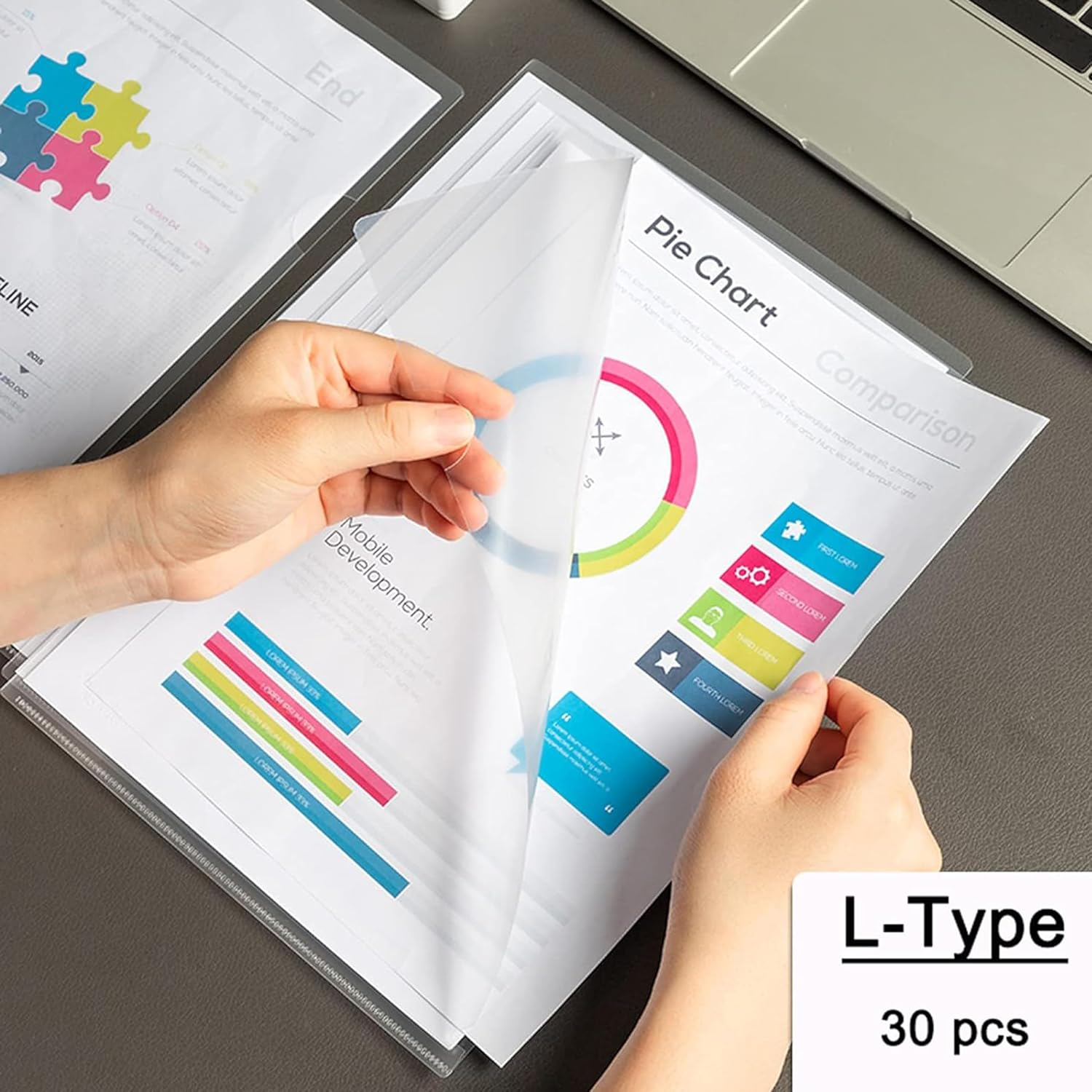 30Pcs A4 Cut Flush Folders, Clear Plastic Folder, Open Top & Side Plastic File Folders 180 Micron Transparent Wallets Files Pocket Document Project Cover Sheet Protector for School Office Paperwork image number 5