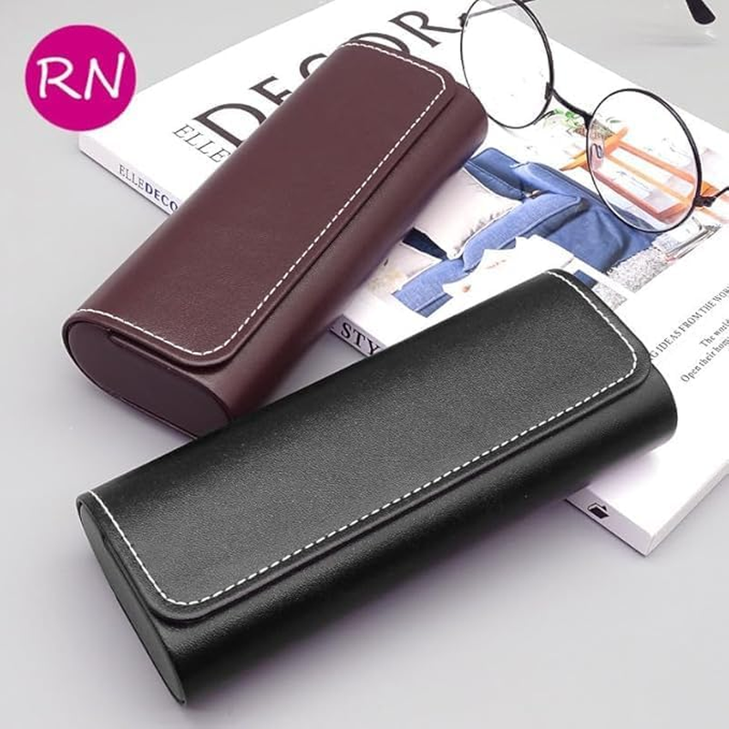 Hard Shell Eyeglasses Case,1 Pcs Portable Sunglass Case Lightweight PU Leather Eyeglass Case - Brown A image number 2