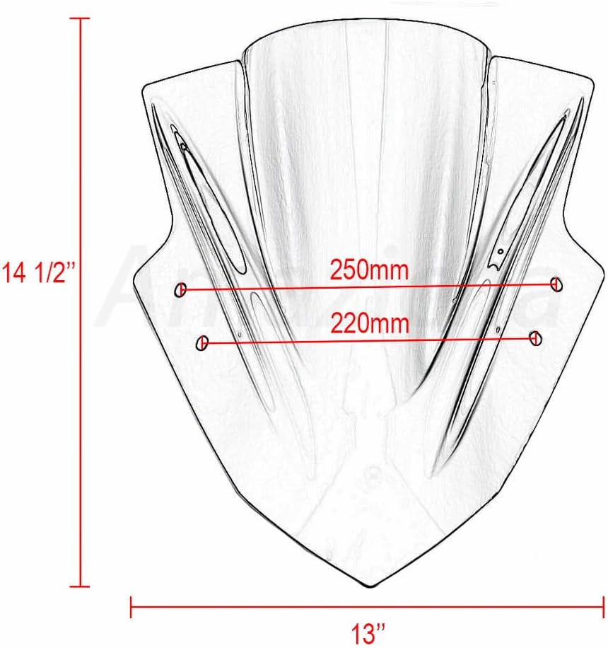 Amazicha Black Windscreen Windshield Double Bubble for Kawasaki Ninja 300 EX300 2013-2015, ABS Plastic, Black
