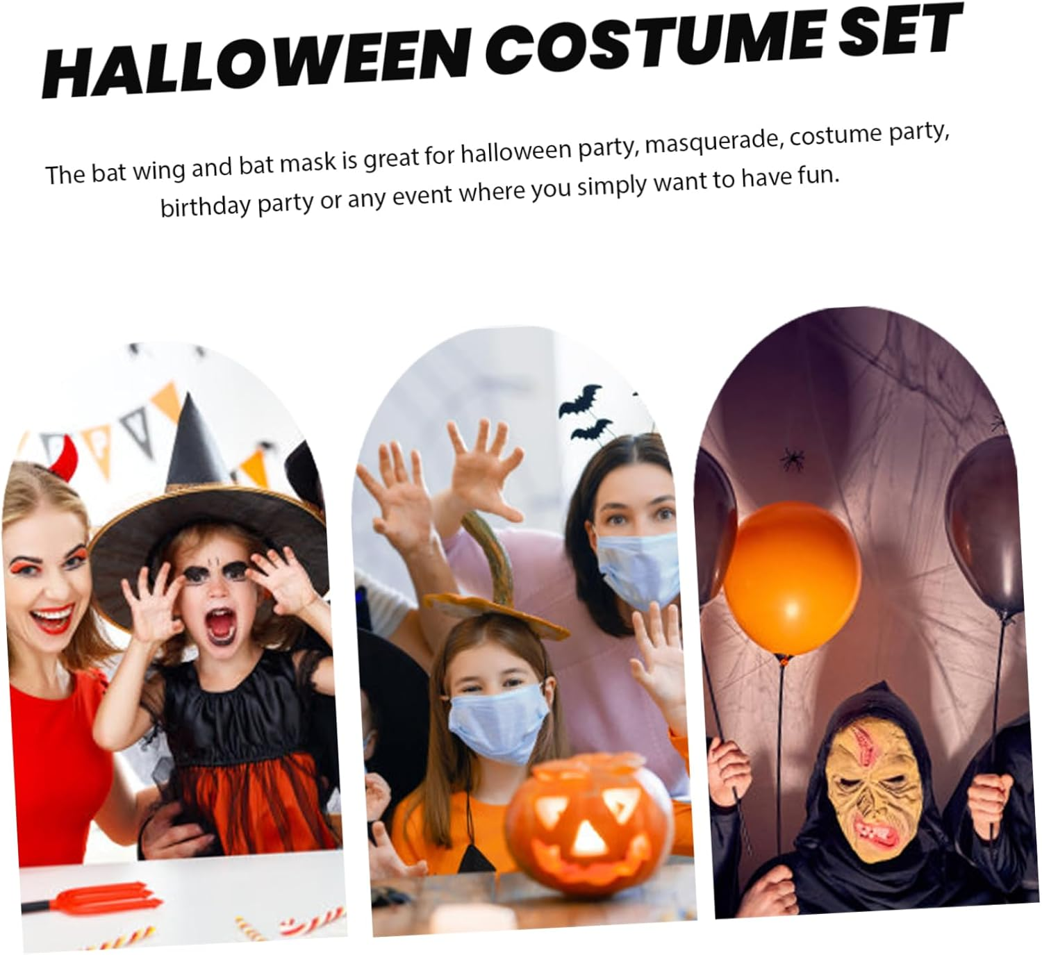 1Set Bat Wings for Boys and Girls Cosplay Costume Accessories for Halloween Parties Dress up Lifelike Design for Years Old for Carnival Photo Props Themed Events image number 1