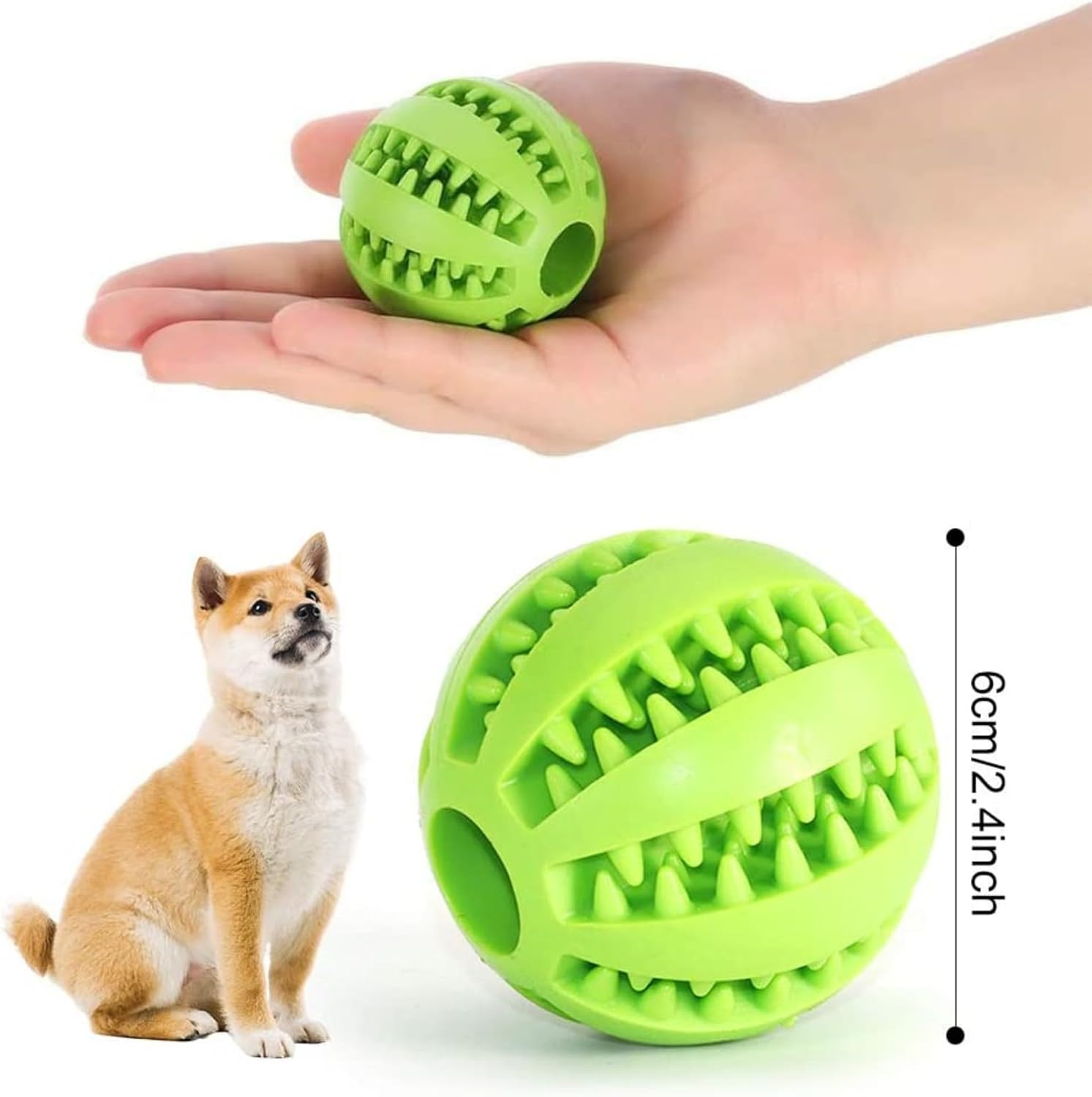 CHUANGOU Pack of 2 Dog Toy Ball, Chew Toys Made of Natural Rubber, Dog Ball with Dental Care Function, Natural Rubber Dog Feeder Ball, Bite Resistant Dog Toy image number 1