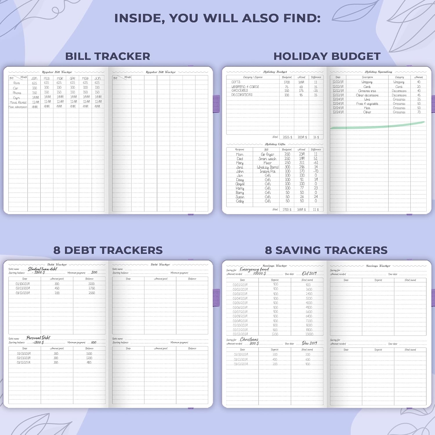 Gogirl Budget Planner - Monthly Financial Planner Organizer Budget Book. Expense Tracker Notebook Journal to Control Your Money. Undated - Start Any Time, 5.3" X 7.7", Lasts 1 Year Compact (5.3" X 7.7") - Smaller than A5 Lavender