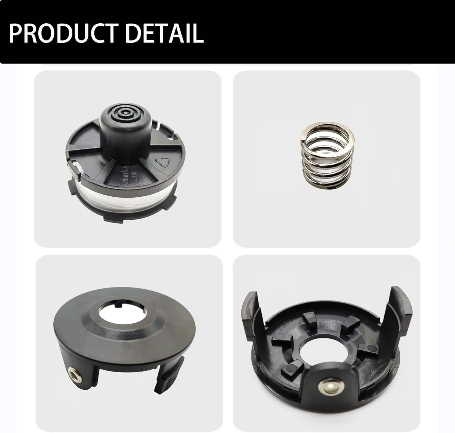 8Pcs 196146-9 Replacement Trimmer Spools for M Akita Akkusense, 1.6Mm X 8.3M Weed Eater Lines & Caps for Makita String Trimmer Weed Eater 18V DUR181Z/DUR181RF/DUR181 (6 Spools + 1 Cap +1 Spring) image number 2