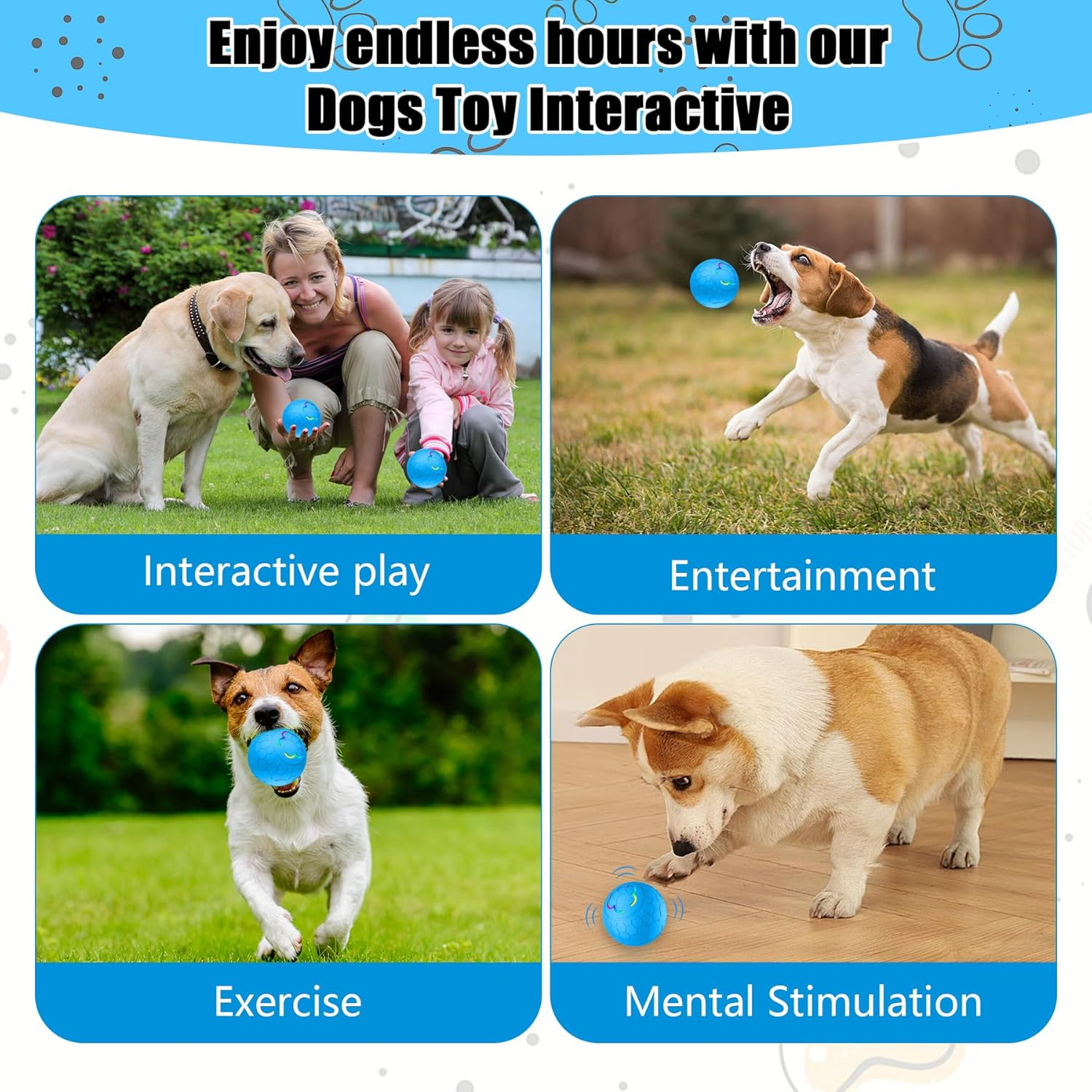 Interactive Dog Toy Ball,Automatic Moving Dog Toy Ball, Vibrating Ball for Dogs for Small, Medium, Large Dogs - Grey image number 5