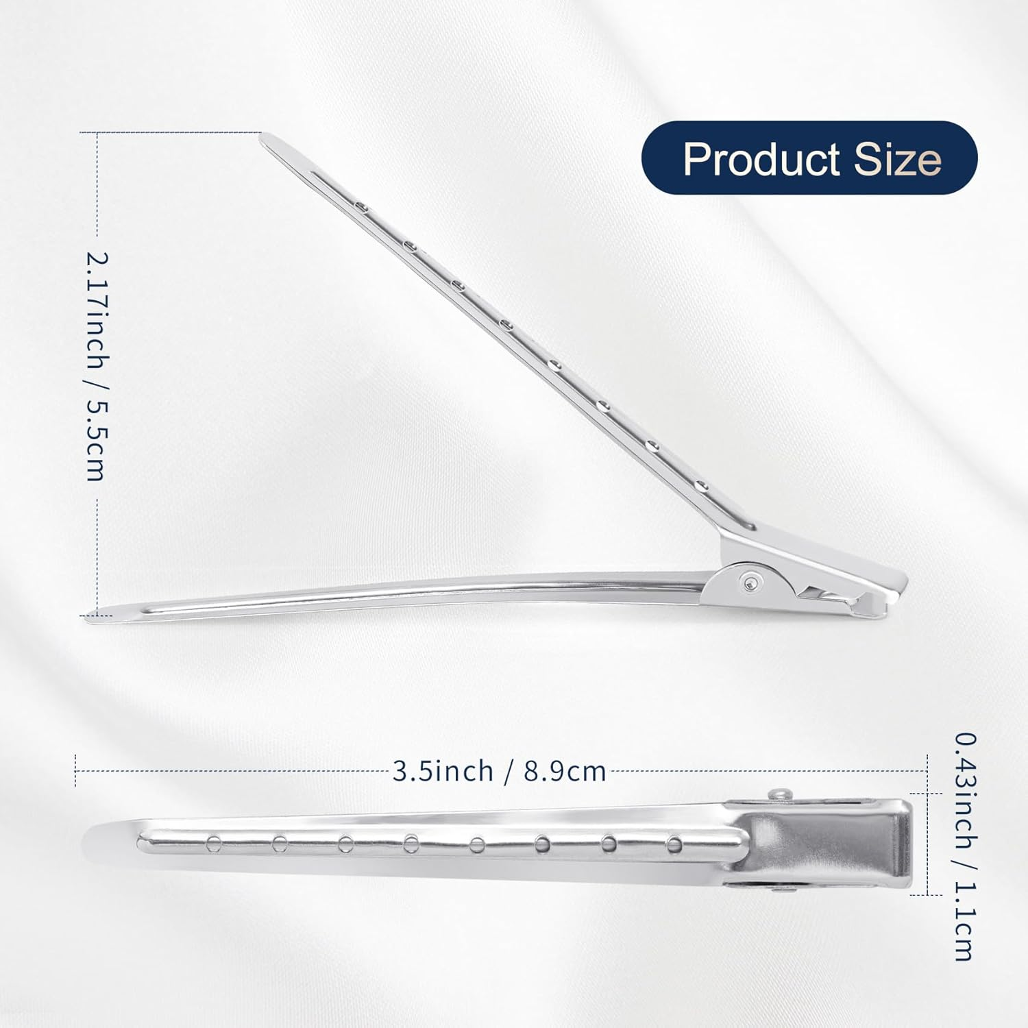 Annhua 12Pcs Duckbill Hair Clips - 9Cm Stainless Steel Alligator Sectioning Clips for Hair Styling, Cutting, Blow Drying & Makeup - Ideal for Home and Salon Use, Silver image number 5