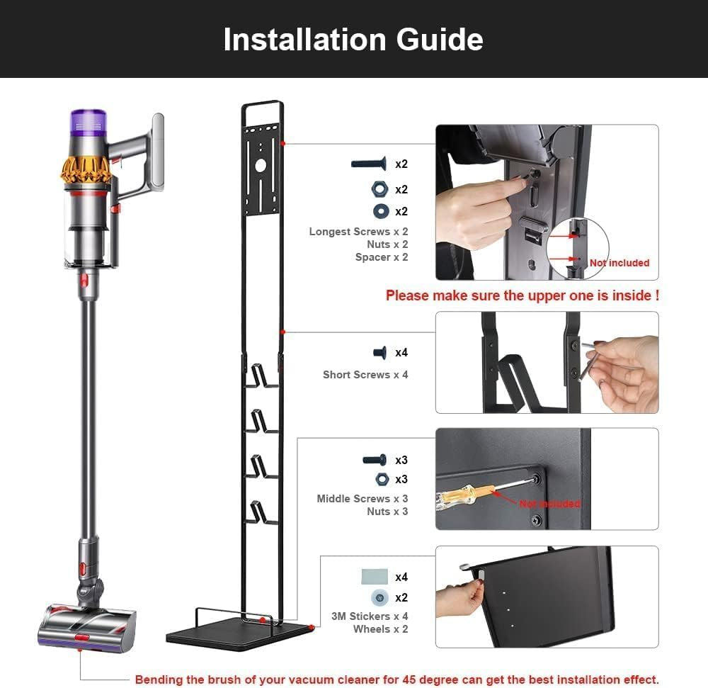 Vacuum Stand Compatible for Dy Son V15 V11 V10 V8 V7 V6 with Wheels, Metal Storage Bracket Stand Holder Compatible for Dy Son Handheld Cordless Vacuum Cleaners, Accessories, Attachments image number 5