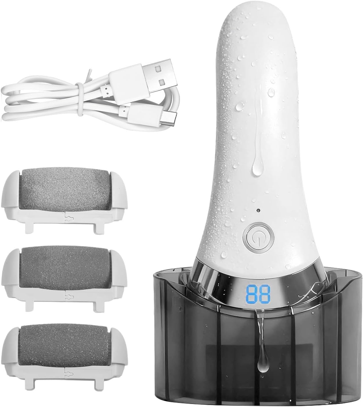 Electric Foot File,Battery Display Rechargeable with 3 Heads - Electric Callus Remover for Feet,For Cracked Dry Hard Skin Heel Care Home Travel Spa Women Men Birthday image number 4