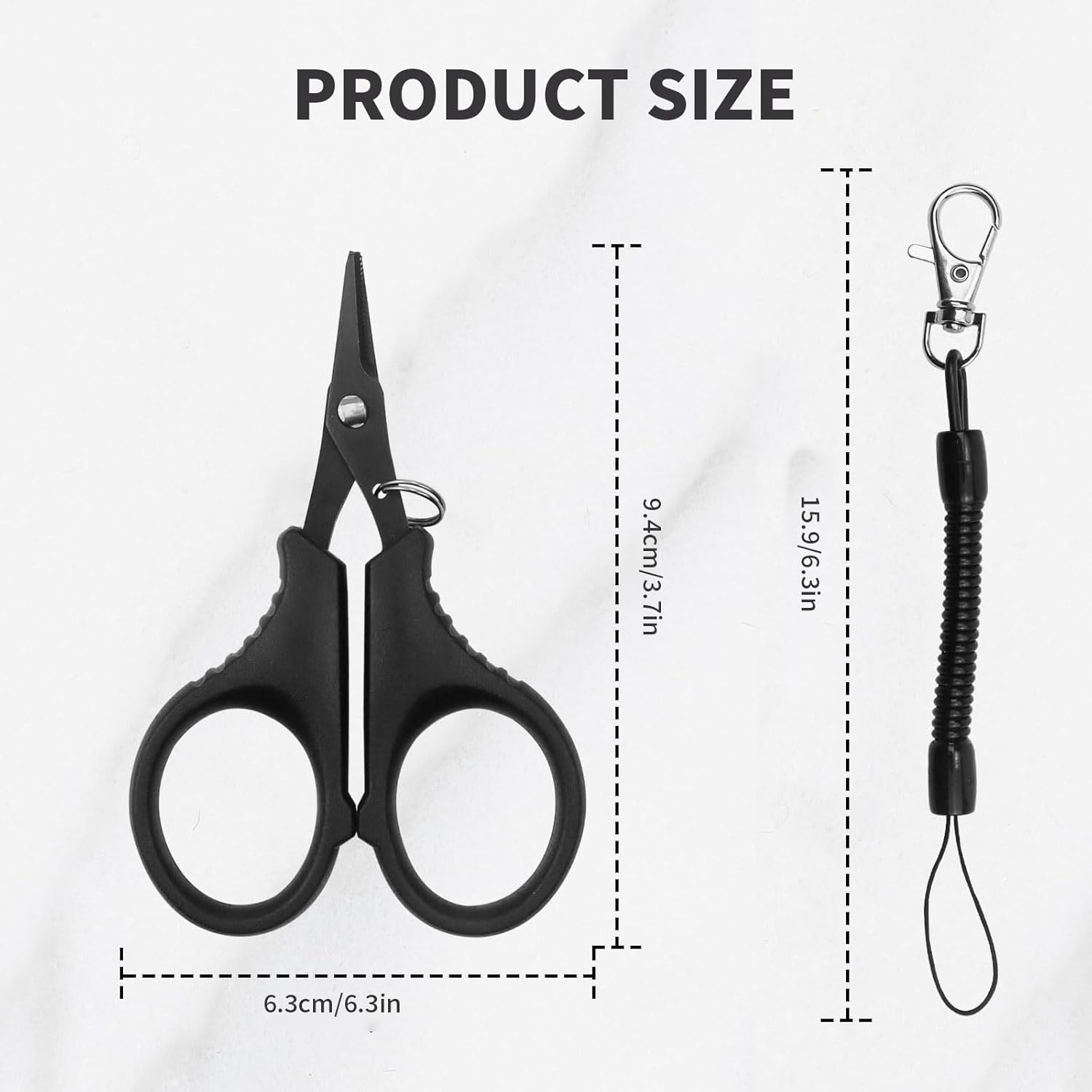 Rhoyee 3PCS Fishing Line Scissors &ndash; Sharp Braided Line Cutters with Non-Slip Handle, Compact Fishing Tools for Anglers, Kayak, Boat & Shore Use