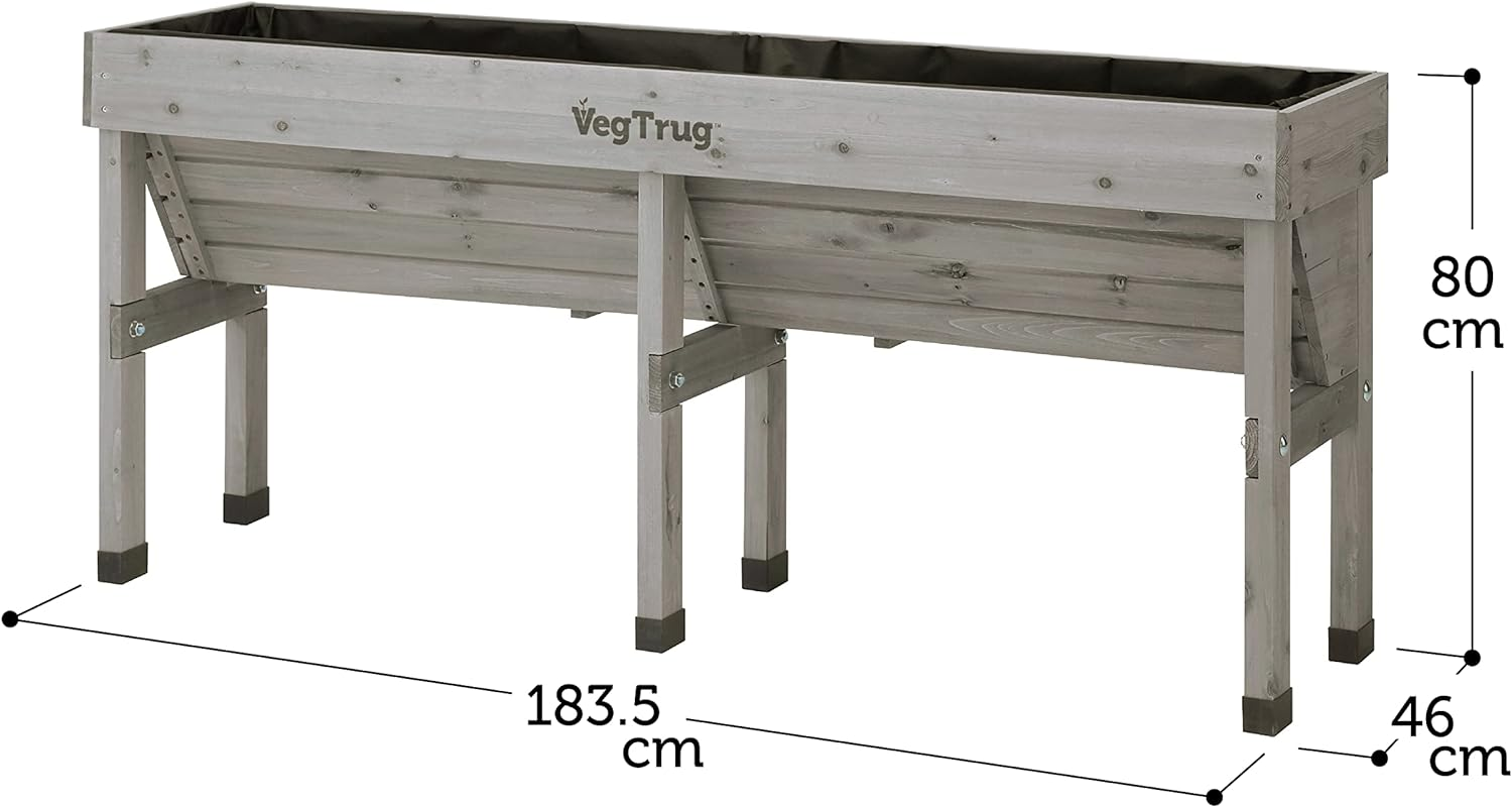 Vegtrug Wallhugger Raised Bed Wooden Planter, Grey Wash, Medium, 1.8 Metre image number 3