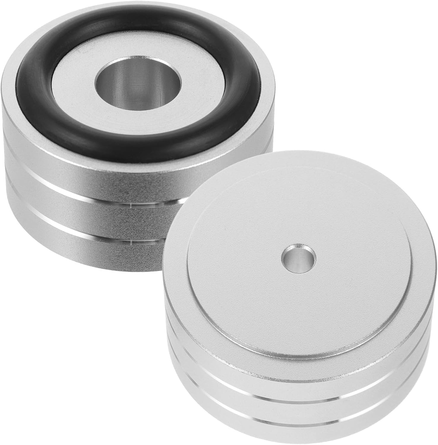 GALPADA 2Pcs Silver Small anti Vibration Aluminum Alloy Speaker Isolation Feet Pads for Hifi Audio Amplifier and CD Player, Shock Absorbing Speaker Base Cushion for Home Theater Systems image number 4