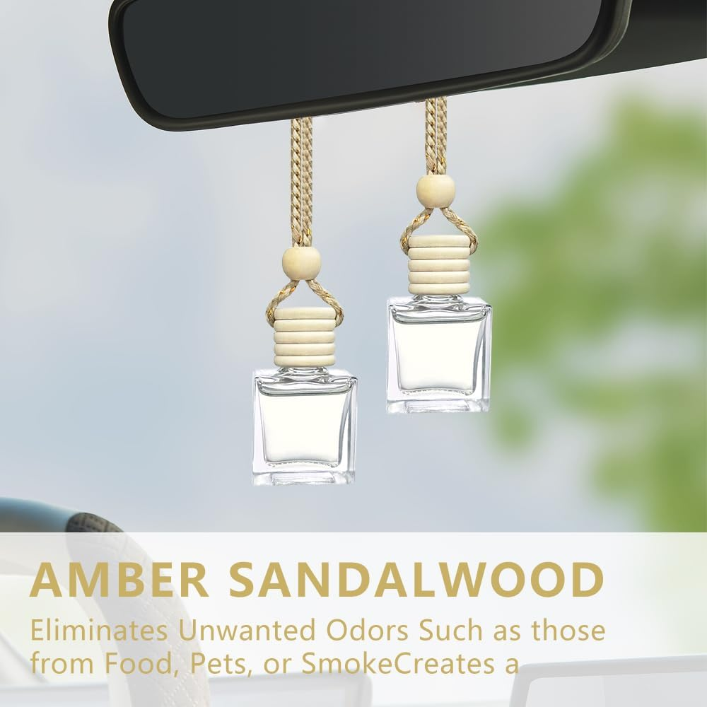 Car Aromatherapy Diffuser Bottle - 2 Pack Hanging Perfume Bottle, Empty Glass Bottles for Auto Window Ornament & Fragrance Decor image number 2