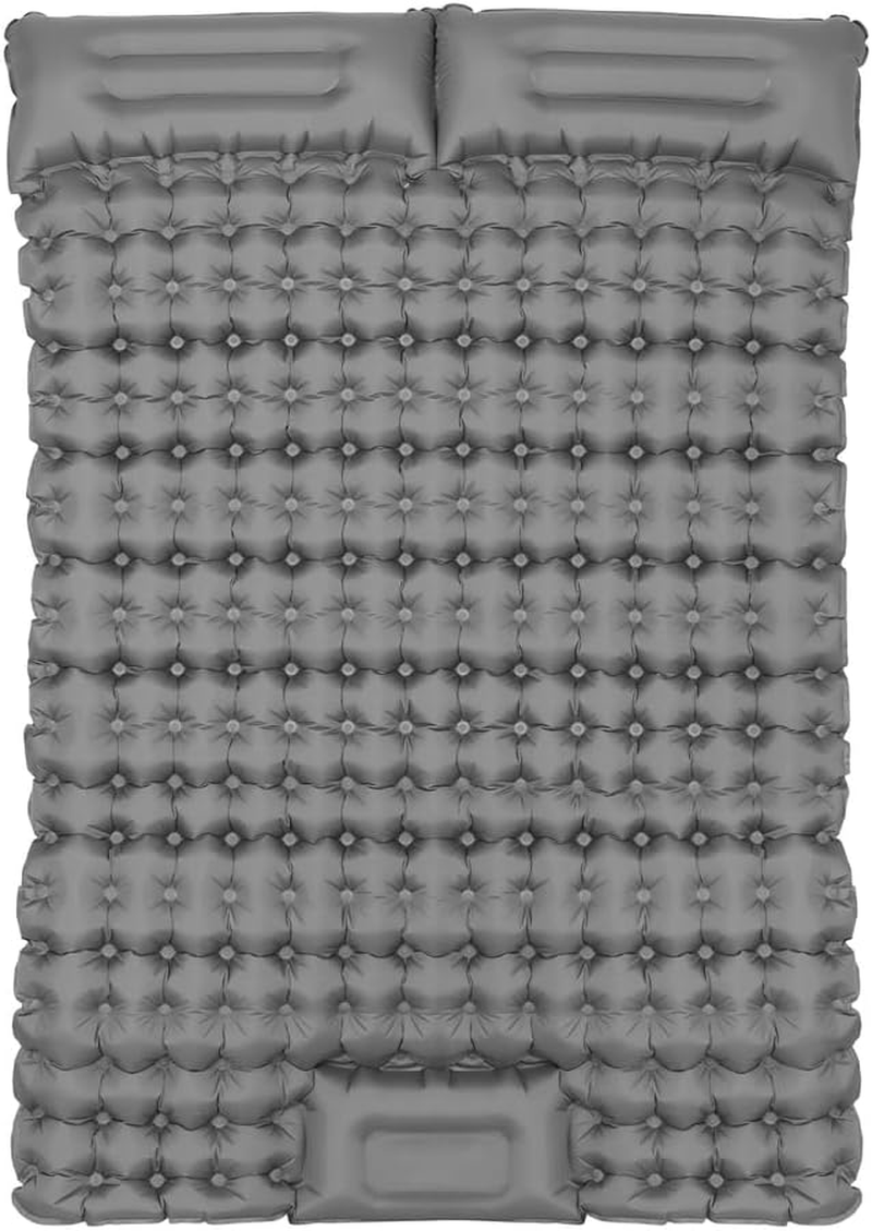 Weisshorn Double Camping Air Mattress, Self Inflating Blow up Mattresses Bed Sleeping Bubble Surface Pad Mat Outdoor Tent Caravan Road Trip Travel Hiking Gear, with Carry Bag Pillow Grey image number 6