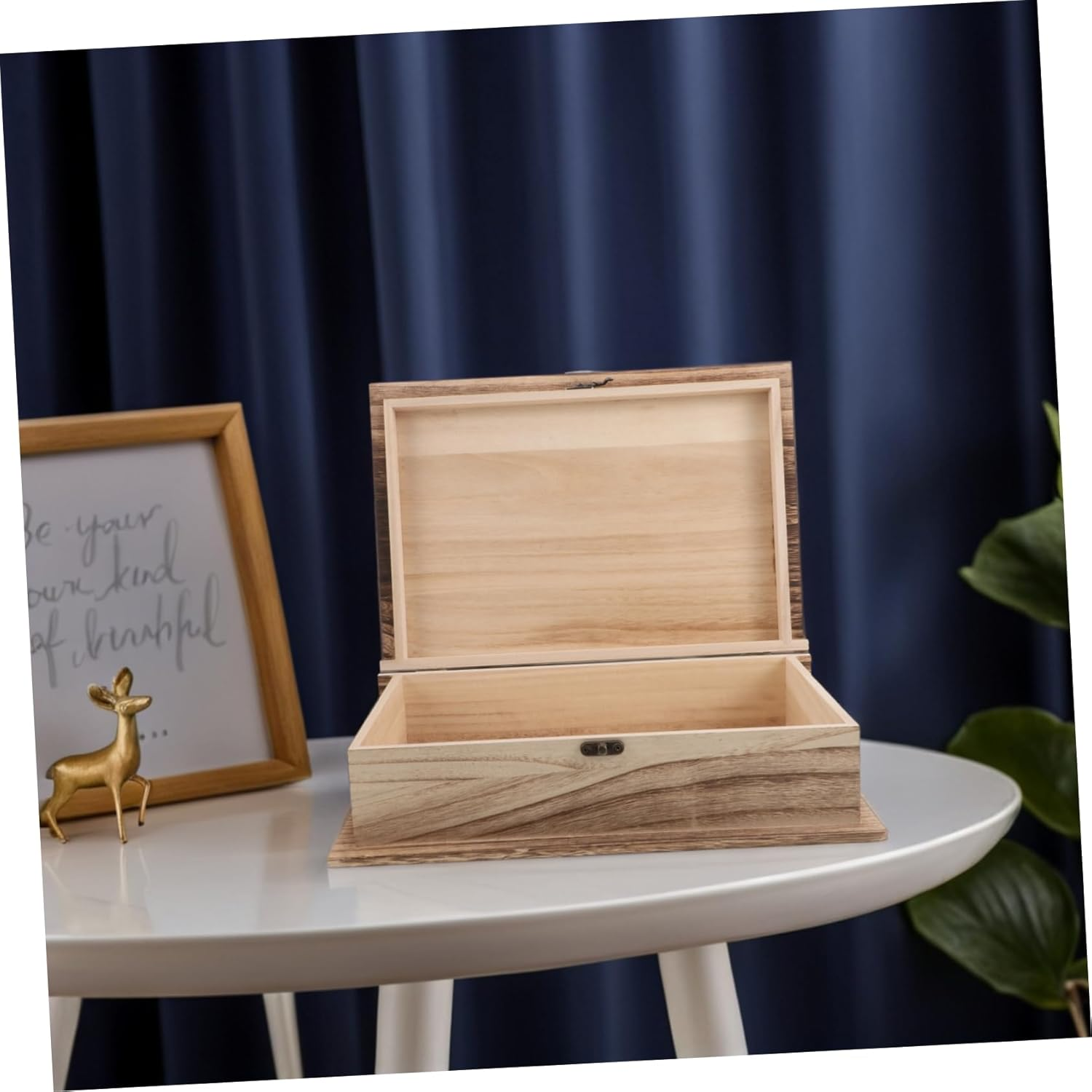 Didiseaon Large Rectangular Wooden Memorial Keepsake Box Hinged Lid and Clasp Lock, Rustic Wood Storage Container for Memory Storage and Home Organization image number 5