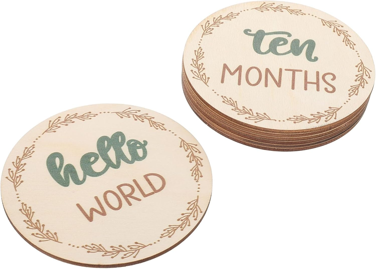 DOITOOL Wooden Monthly Milestone Cards Photo Prop Milestone Wooden Circles Decorative Markers image number 4