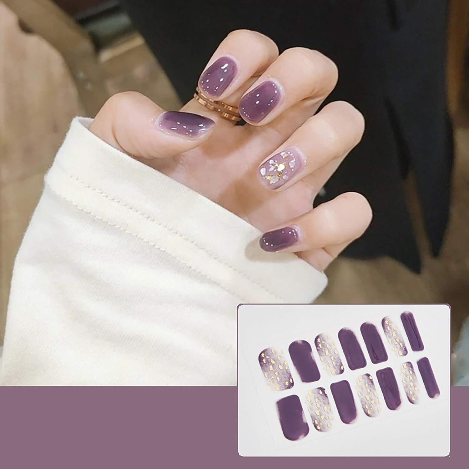 SIUSIO 70 Pcs 5 Sheets Full Nail Wraps Pure Color Nail Polish Strips Stickers Glitter DIY Nail Art Sticker with 1PCS Crystal Glass Nail Files Christmas Nail Wraps for Women and Girls image number 3