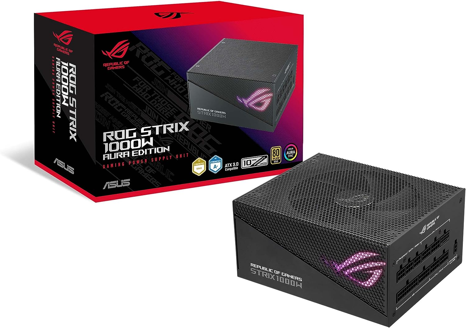ROG Strix 1000W Gold Aura Edition (Fully Modular Power Supply, 80+ Gold Certified, ATX 3.0 Compatible, Pcie Gen 5.0 Ready, Dual Ball Bearing, Axial-Tech Fan, Aura Sync) image number 3